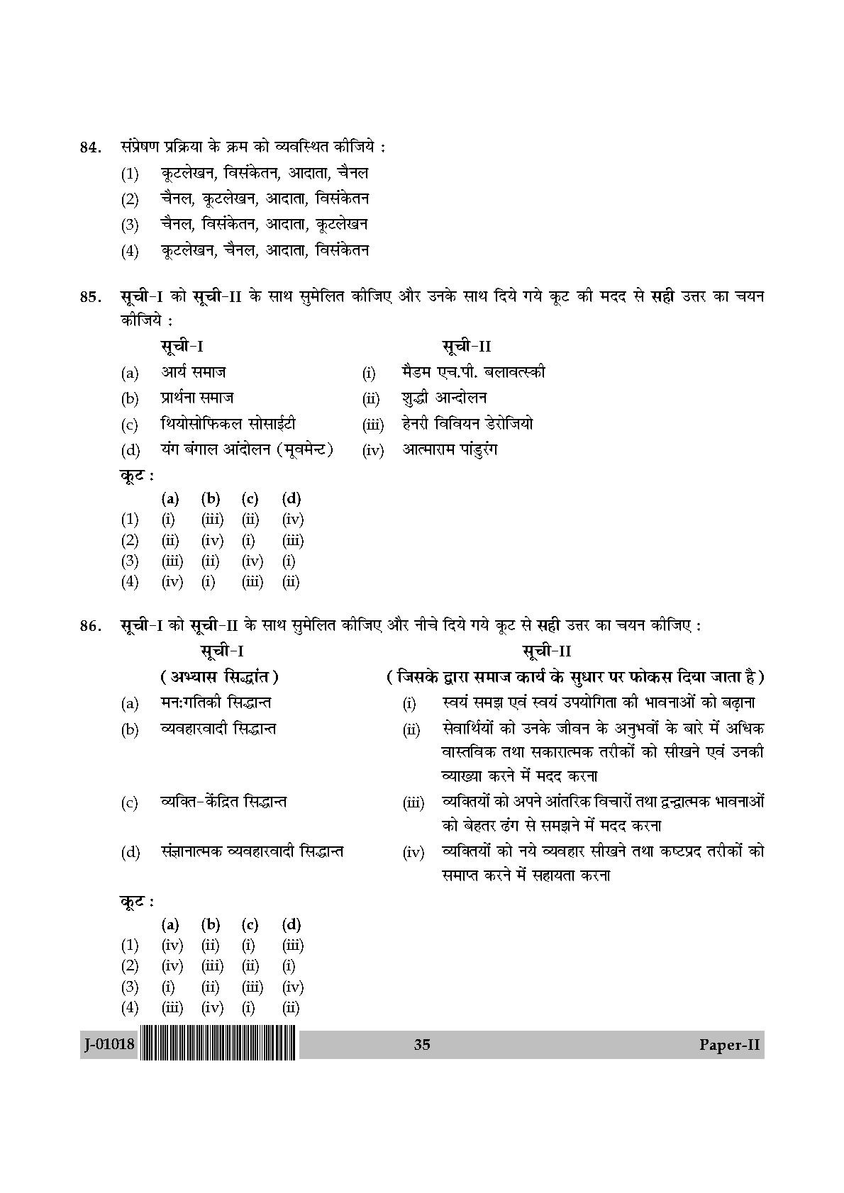 Social Work Question Paper II July 2018 in Hindi 17