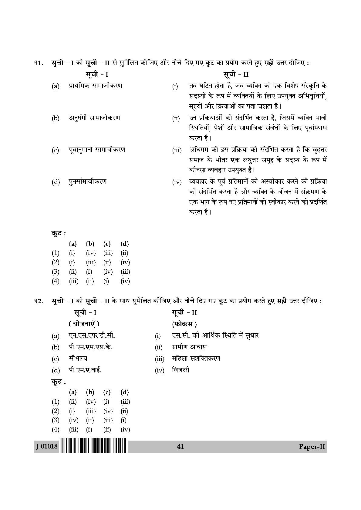 Social Work Question Paper II July 2018 in Hindi 20