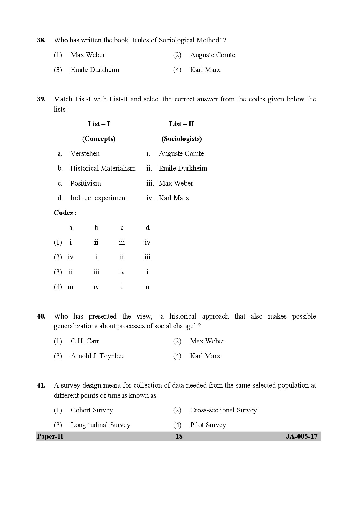 Sociology Paper II January 2017 in English 10