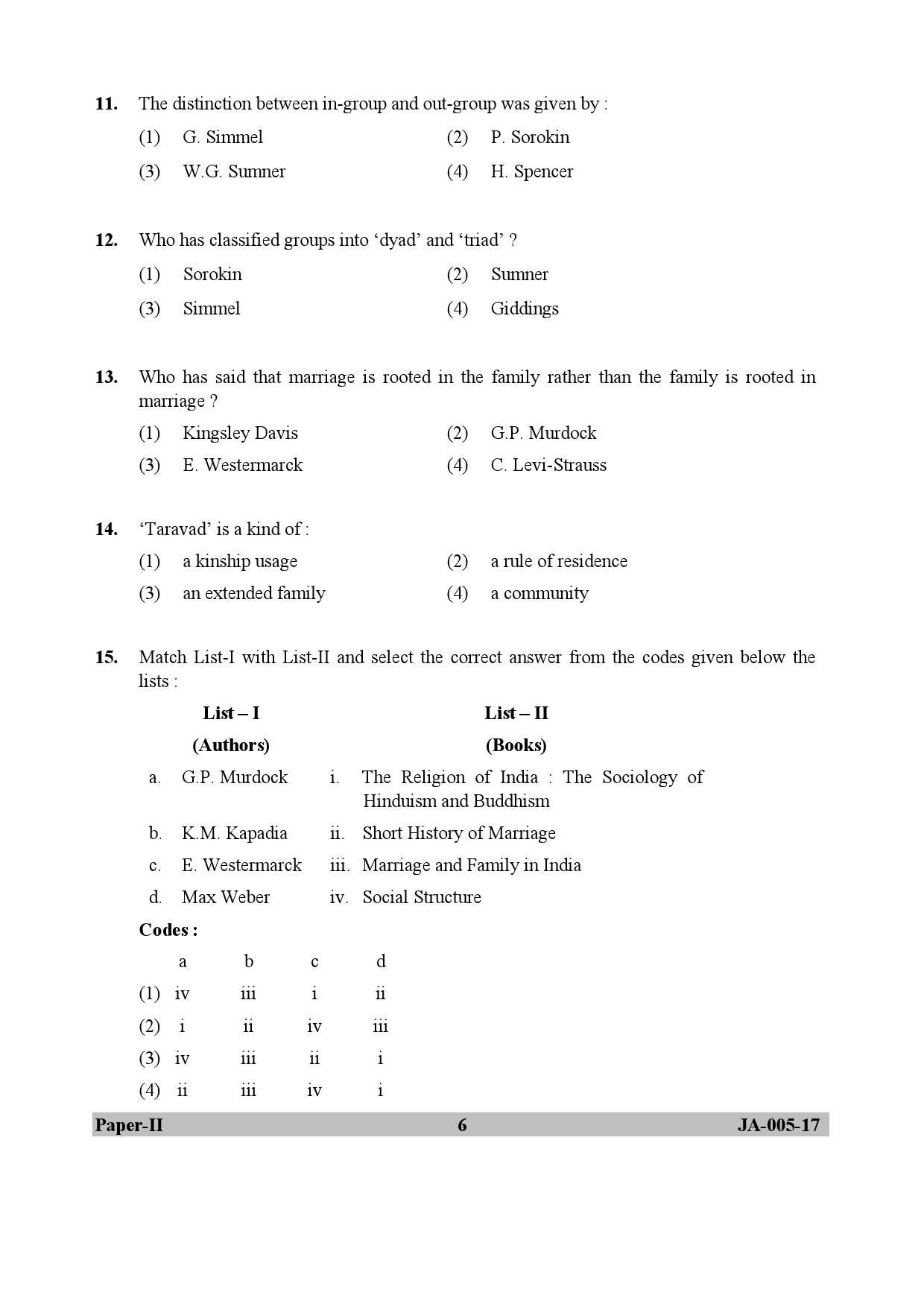 Sociology Paper II January 2017 in English 4