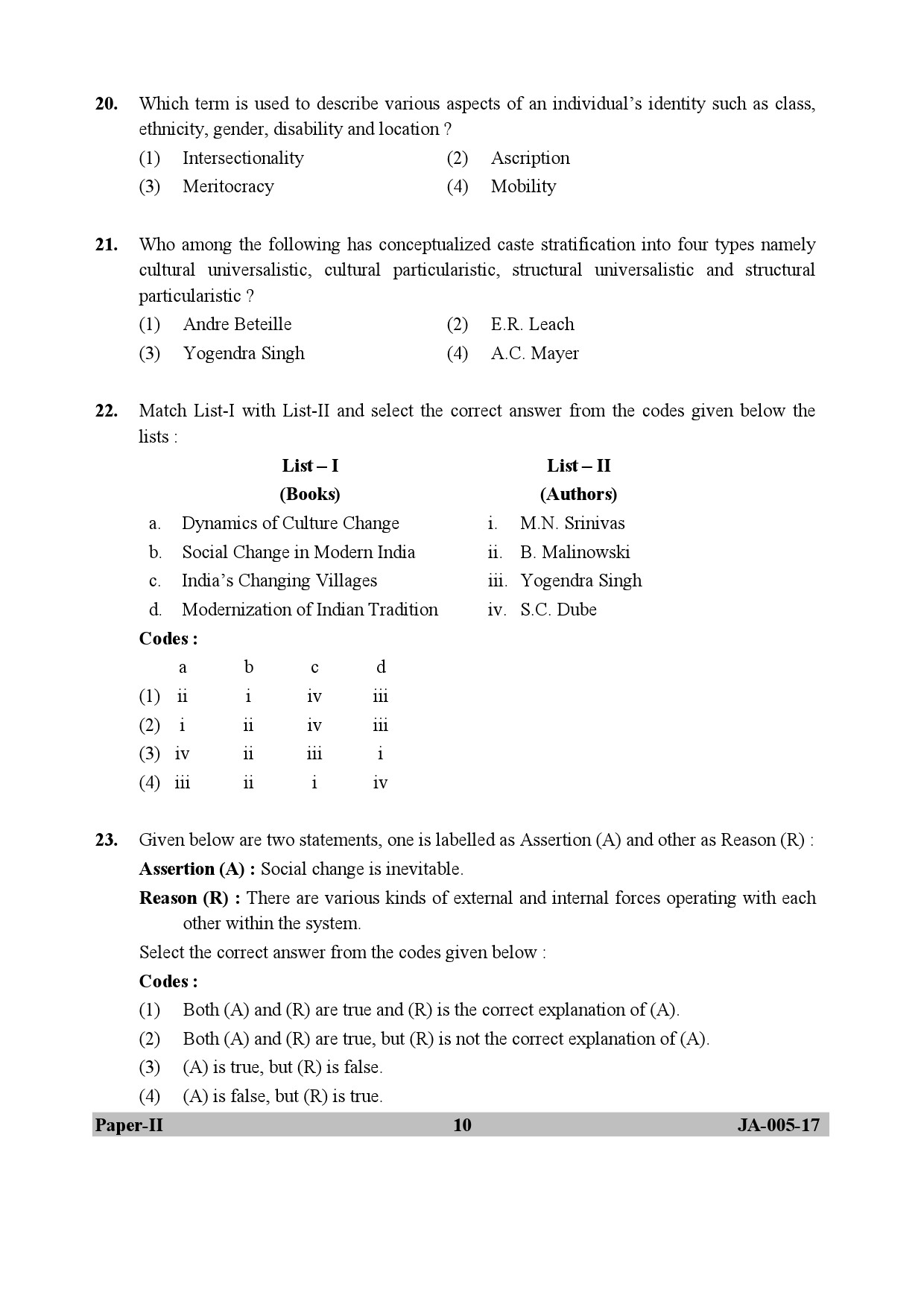 Sociology Paper II January 2017 in English 6