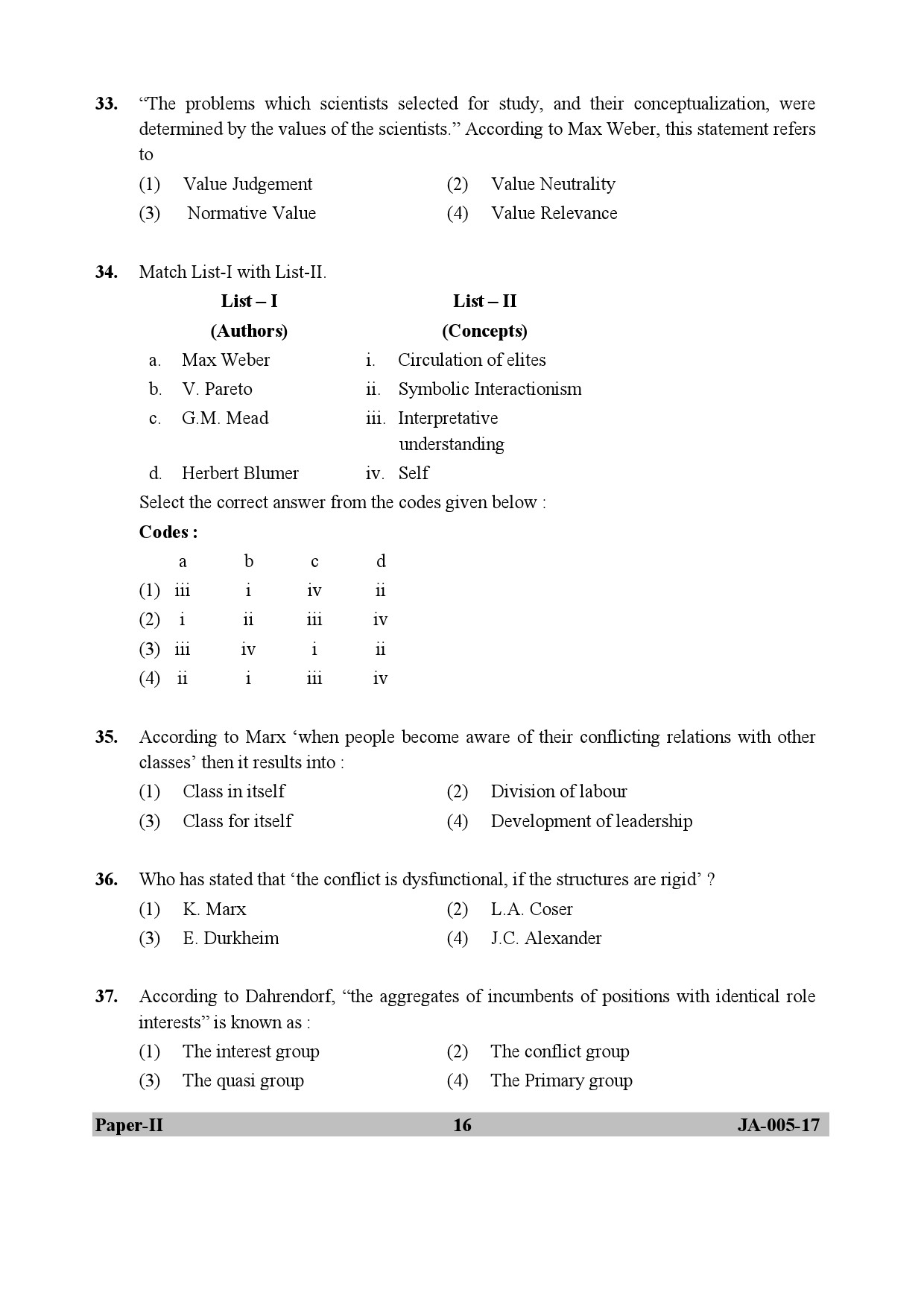 Sociology Paper II January 2017 in English 9