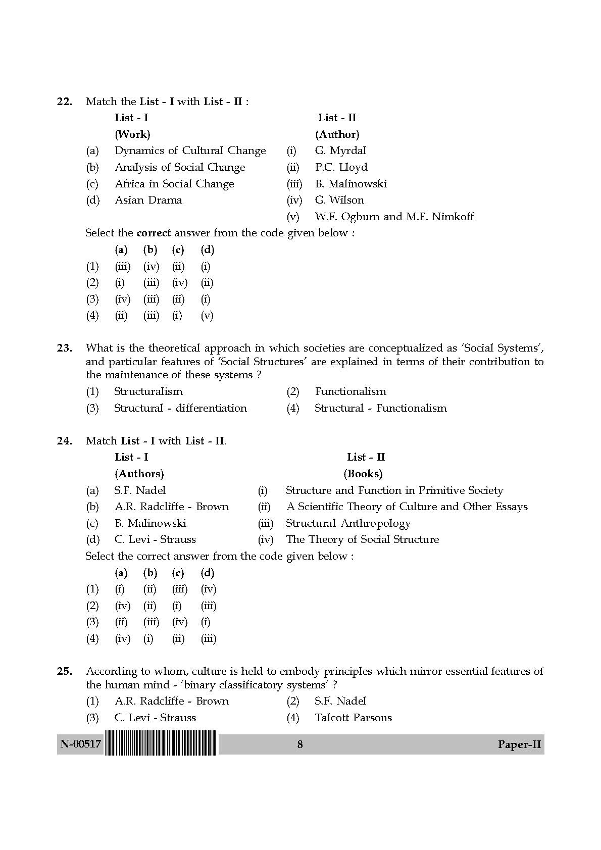 Sociology Paper II November 2017 in English 5