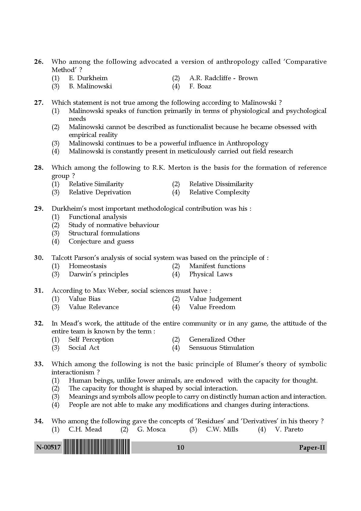 Sociology Paper II November 2017 in English 6