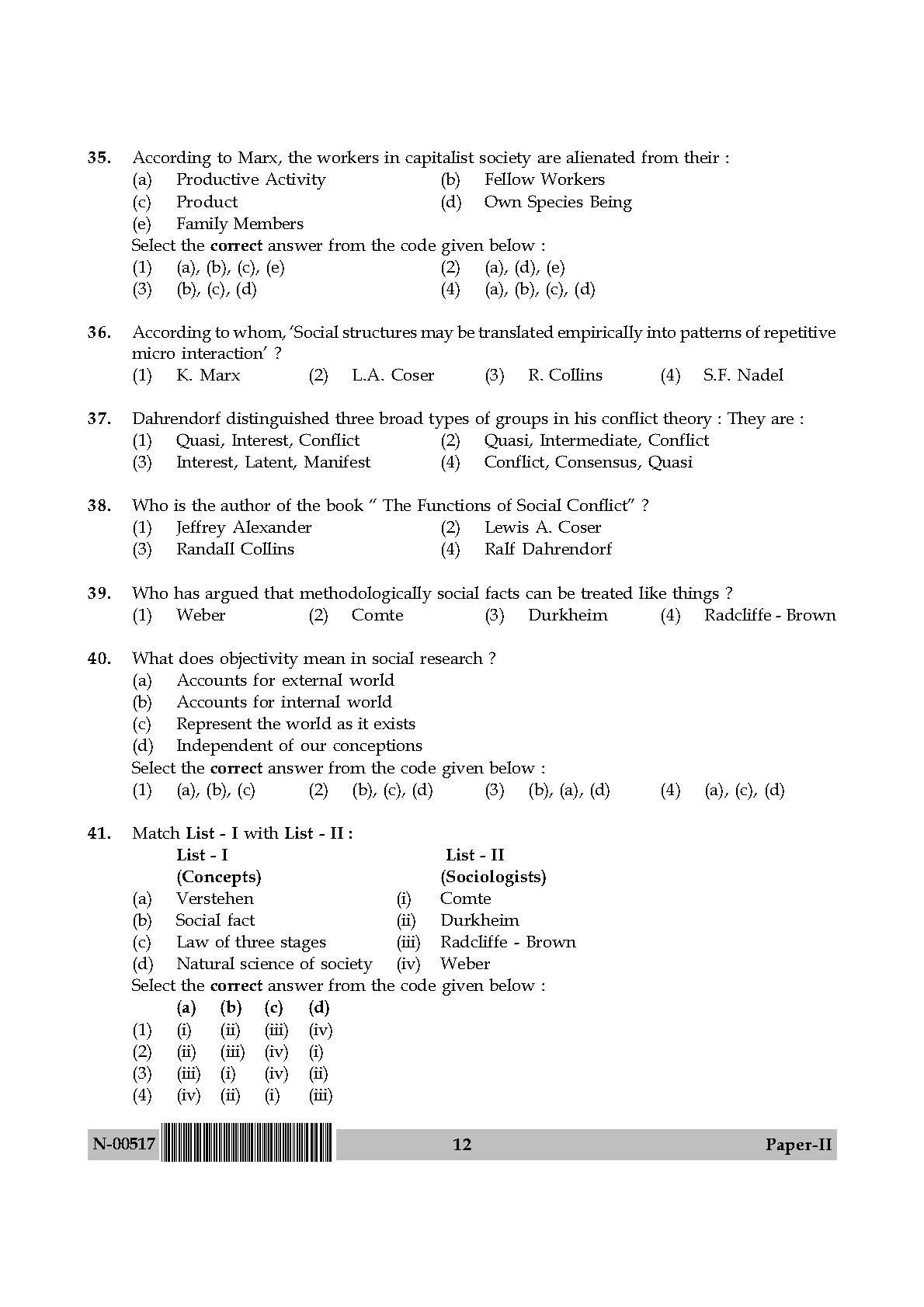 Sociology Paper II November 2017 in English 7