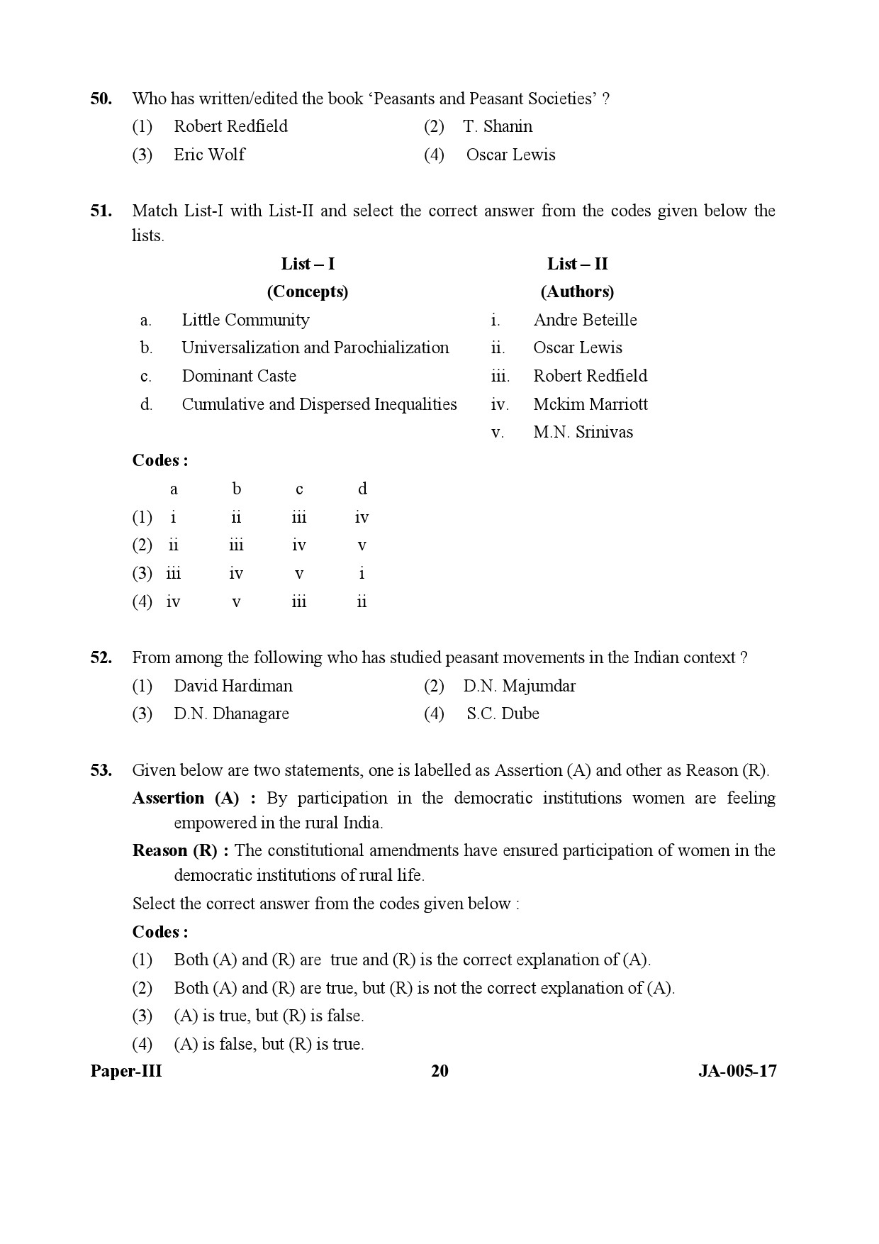 Sociology Paper III January 2017 in English 11