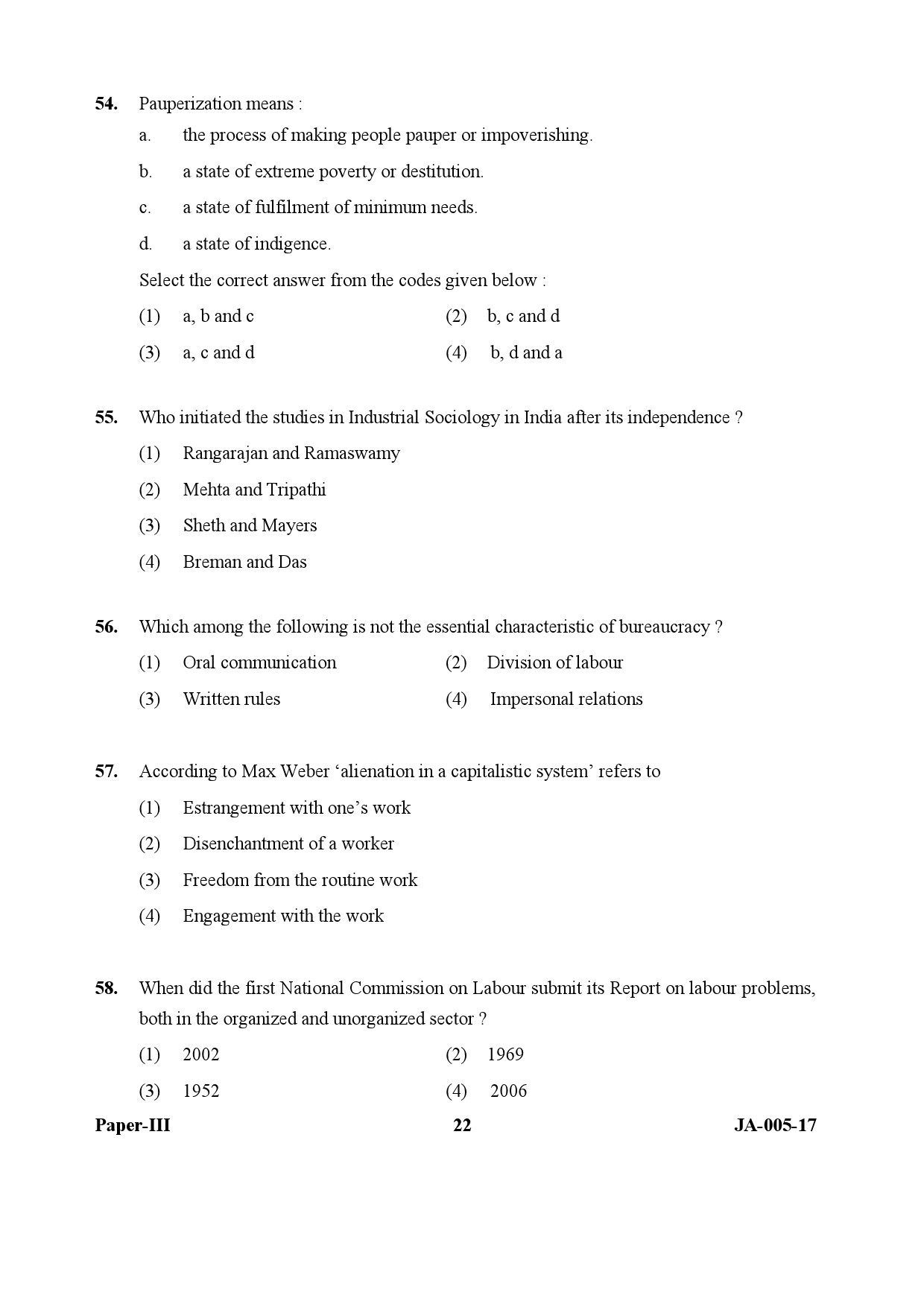 Sociology Paper III January 2017 in English 12