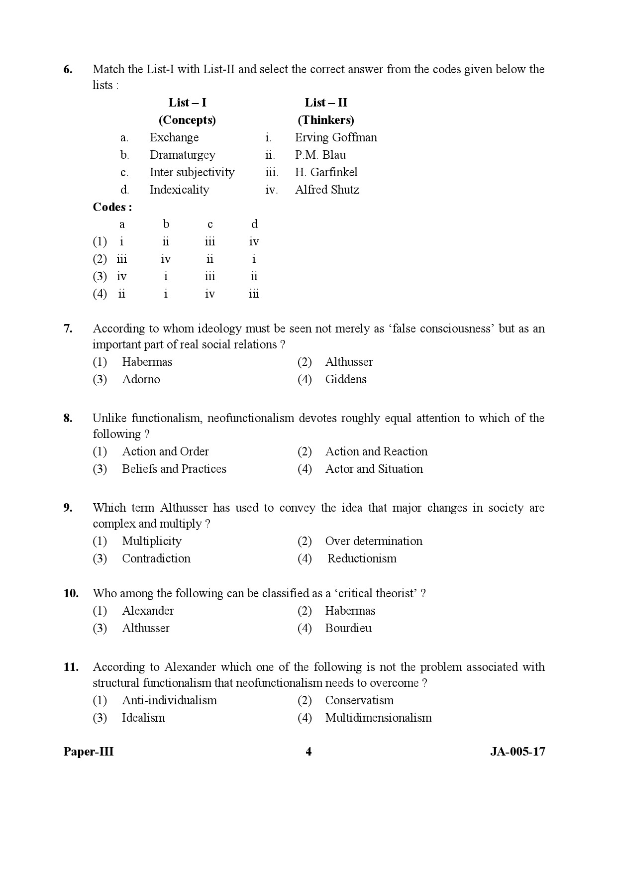 Sociology Paper III January 2017 in English 3