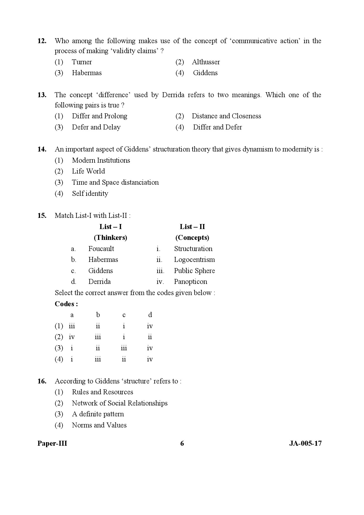 Sociology Paper III January 2017 in English 4