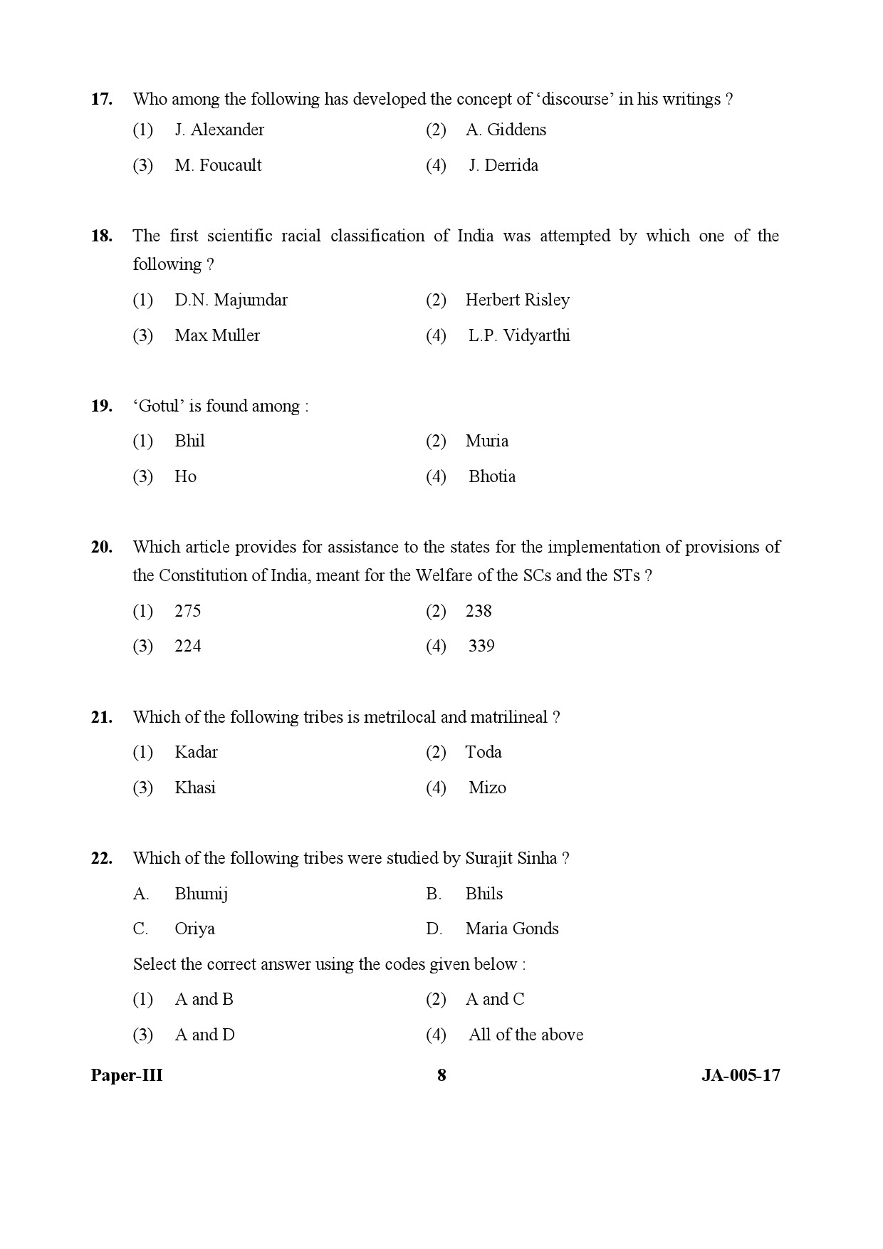 Sociology Paper III January 2017 in English 5