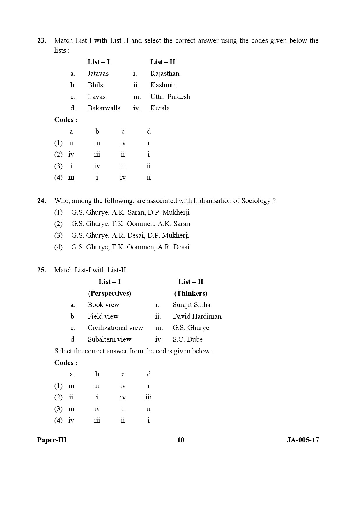 Sociology Paper III January 2017 in English 6