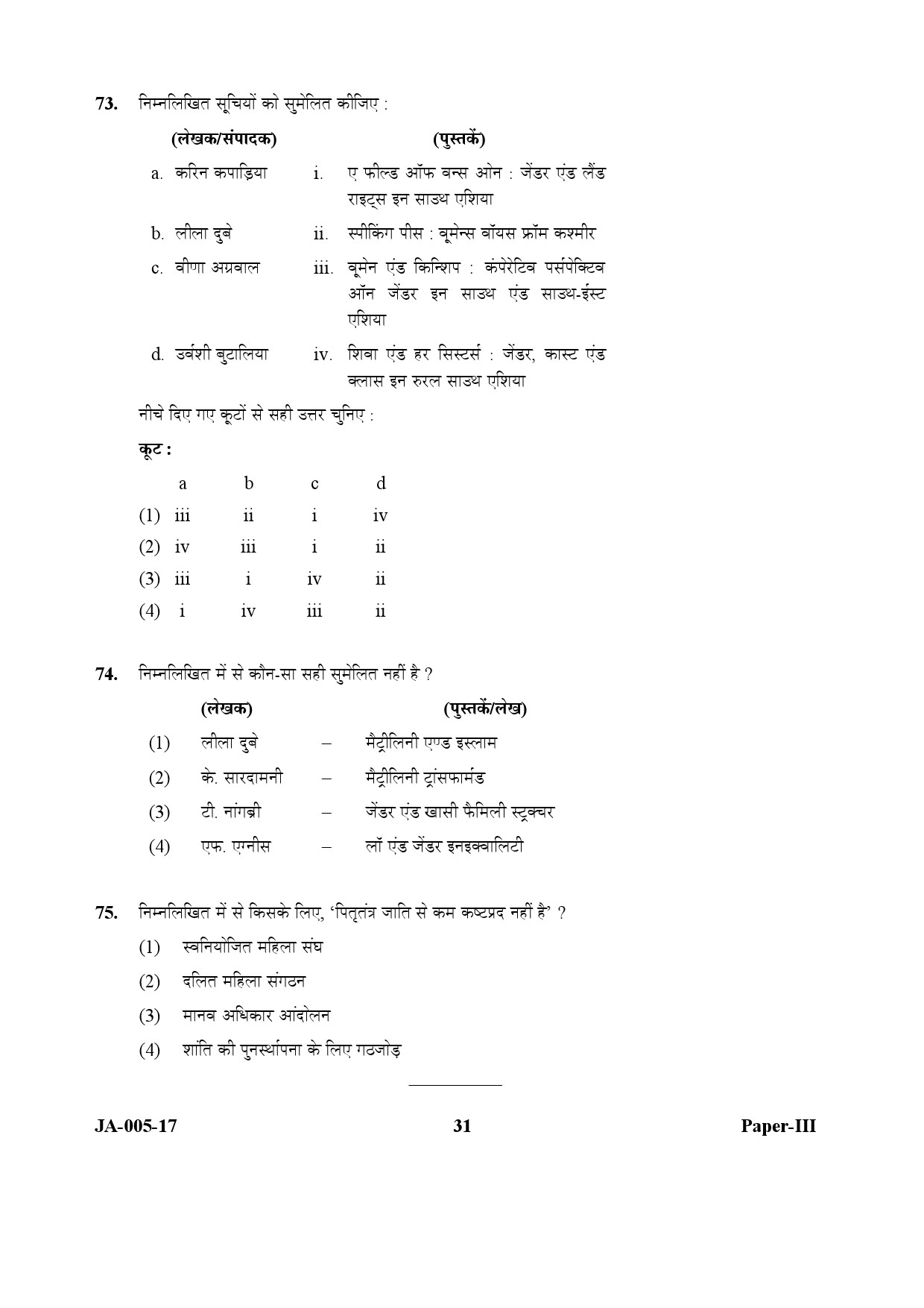 Sociology Paper III January 2017 in Hindi 15