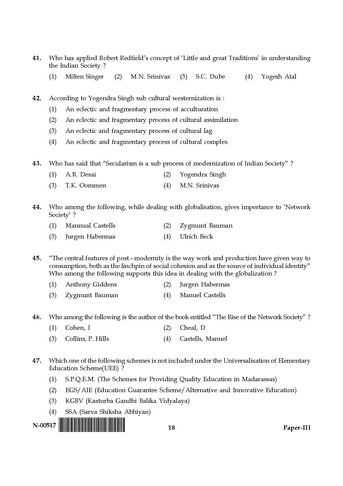 Sociology Paper III November 2017 in English 10