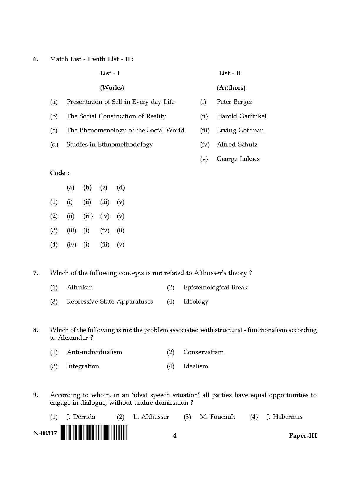 sociology paper 3 education