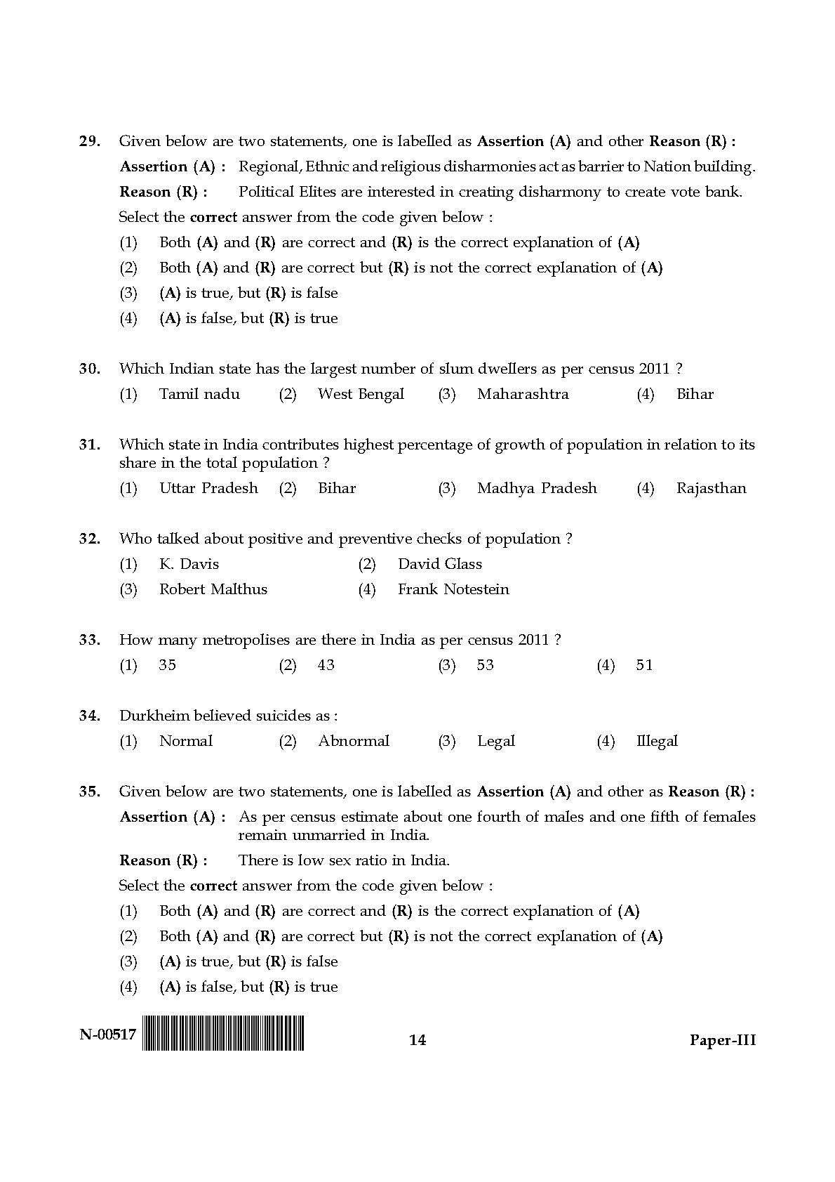 Sociology Paper III November 2017 in English 8