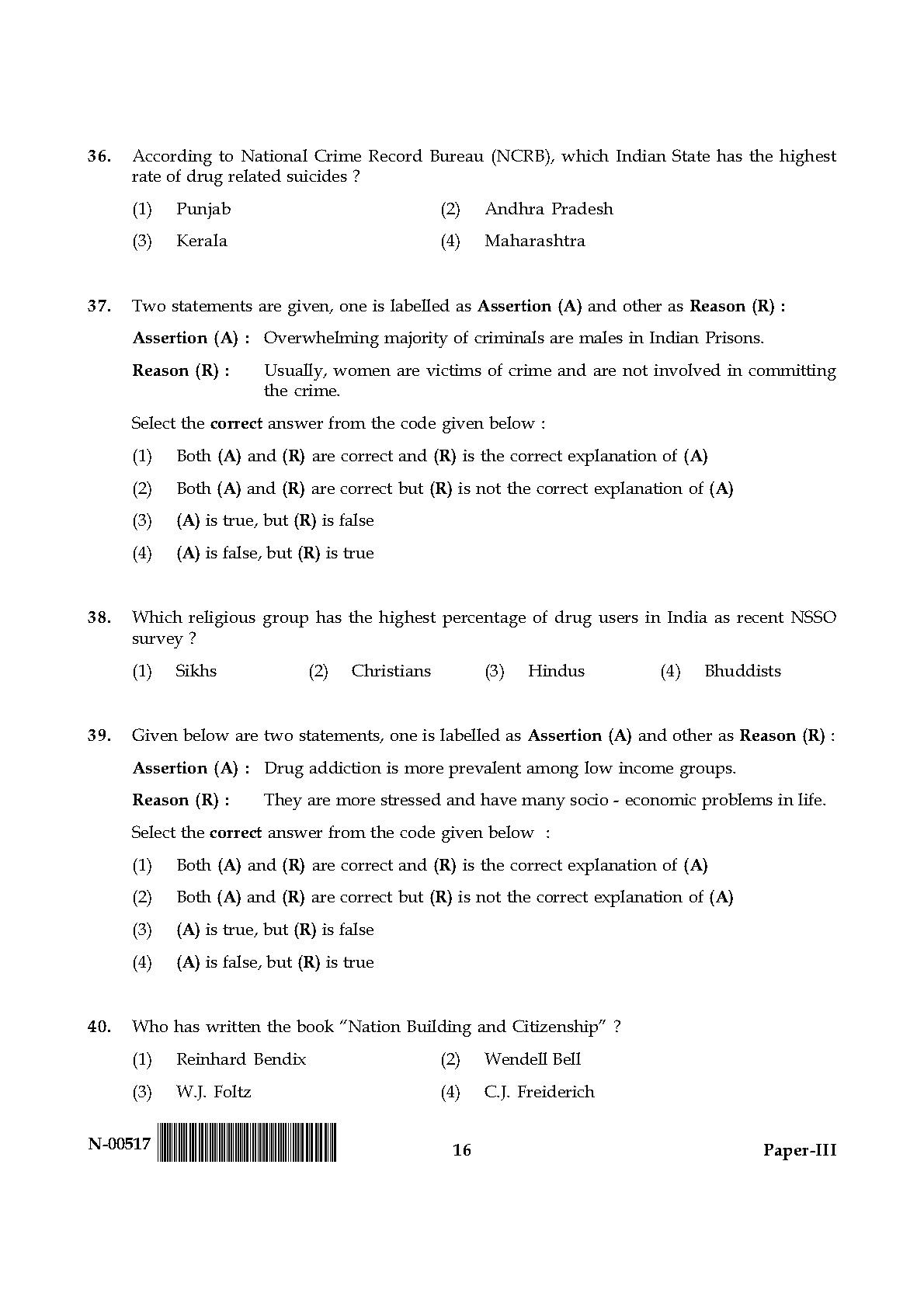 Sociology Paper III November 2017 in English 9