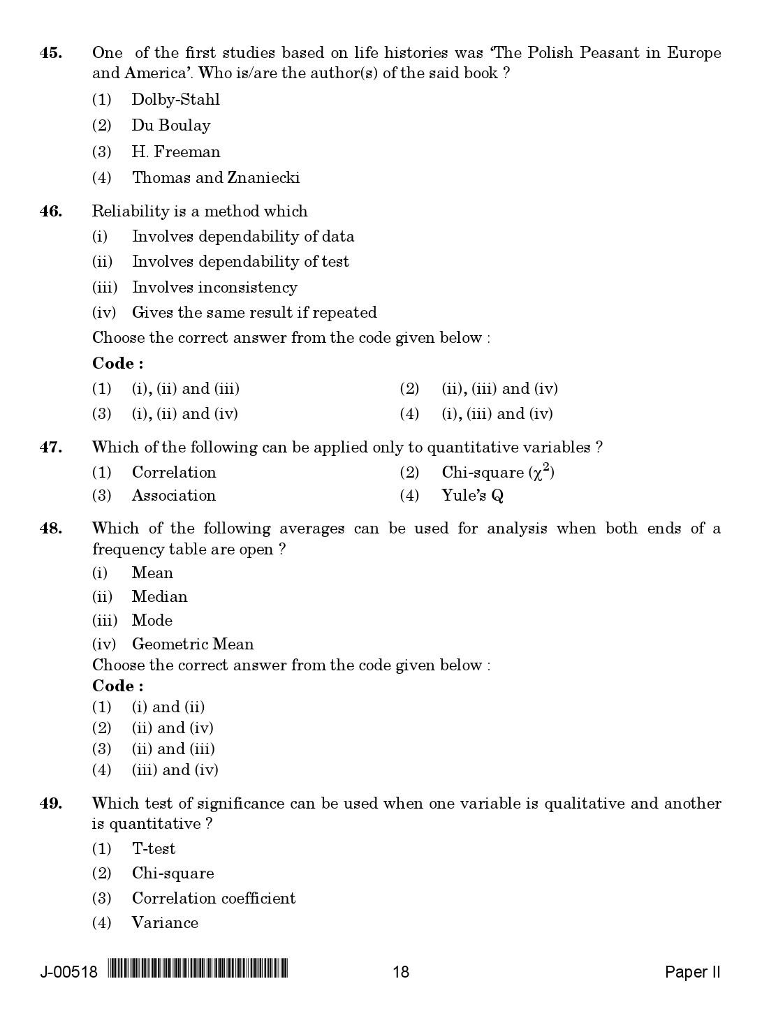 Sociology Question Paper II July 2018 in English 2nd Exam 10