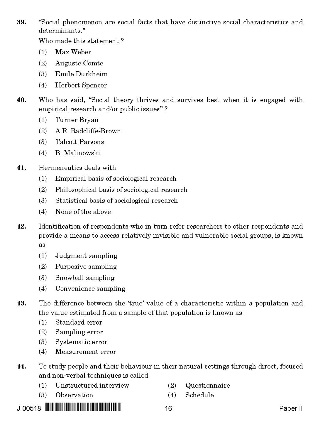 Sociology Question Paper II July 2018 in English 2nd Exam 9