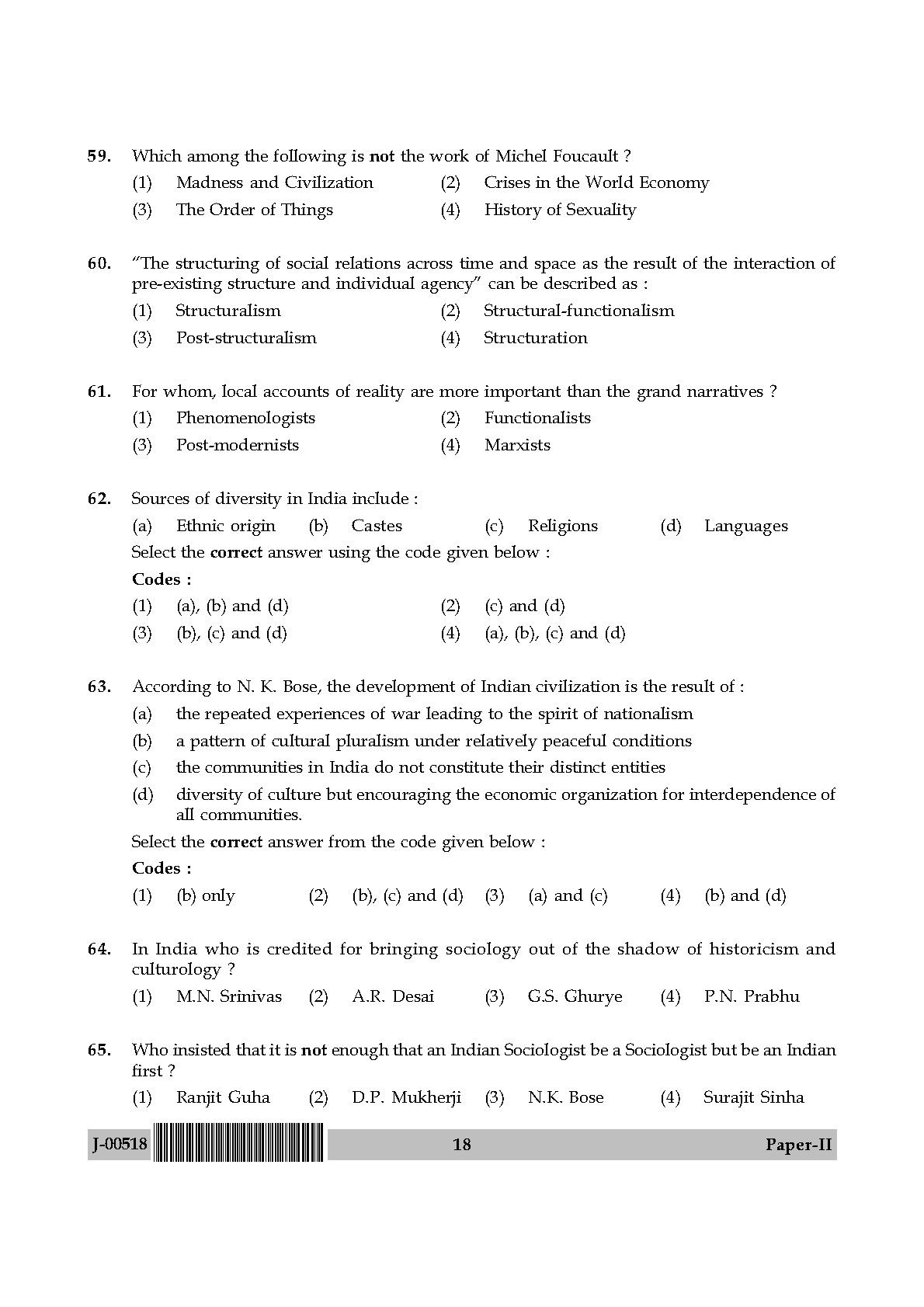 Sociology Question Paper II July 2018 in English 10