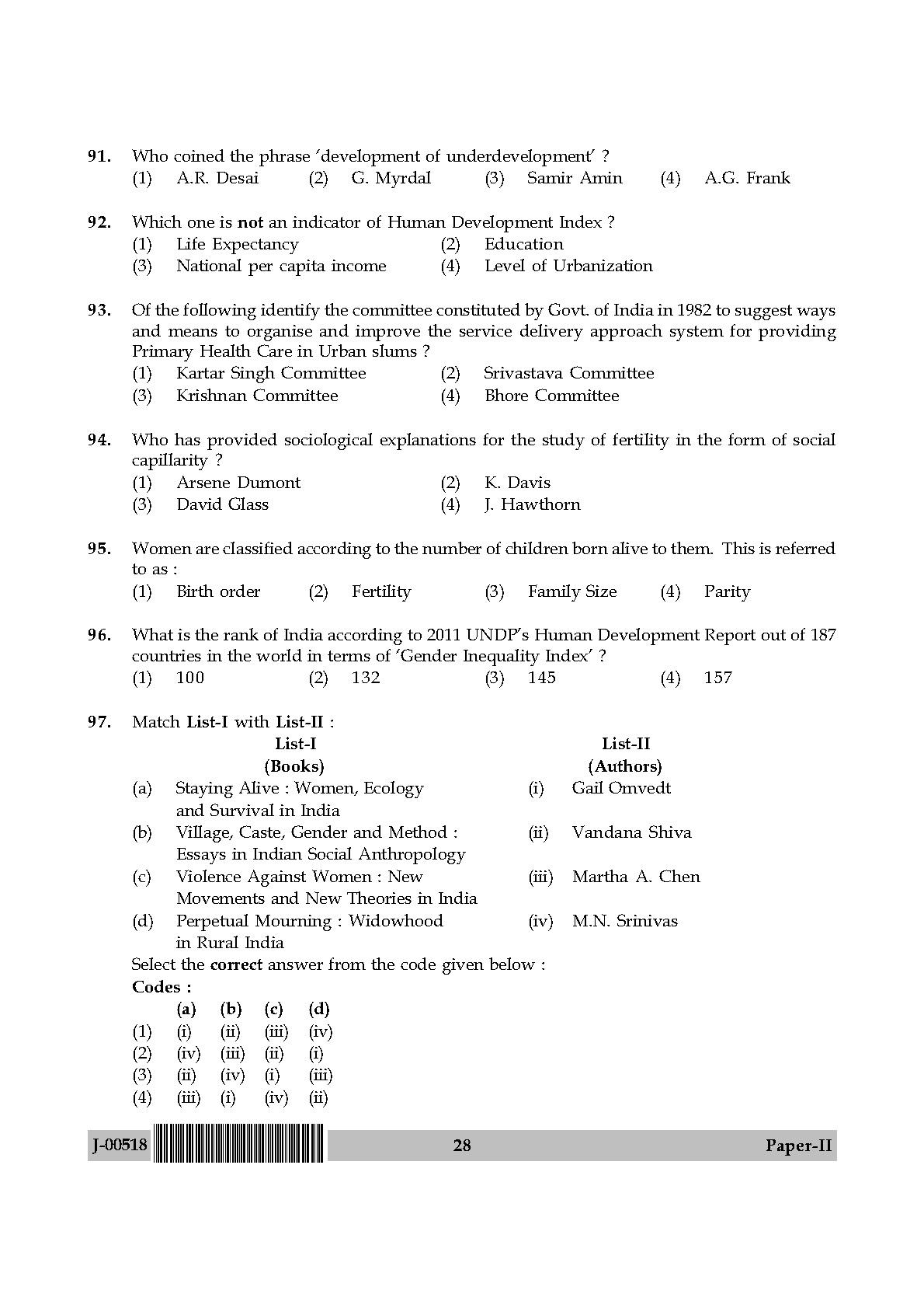 Sociology Question Paper II July 2018 in English 15