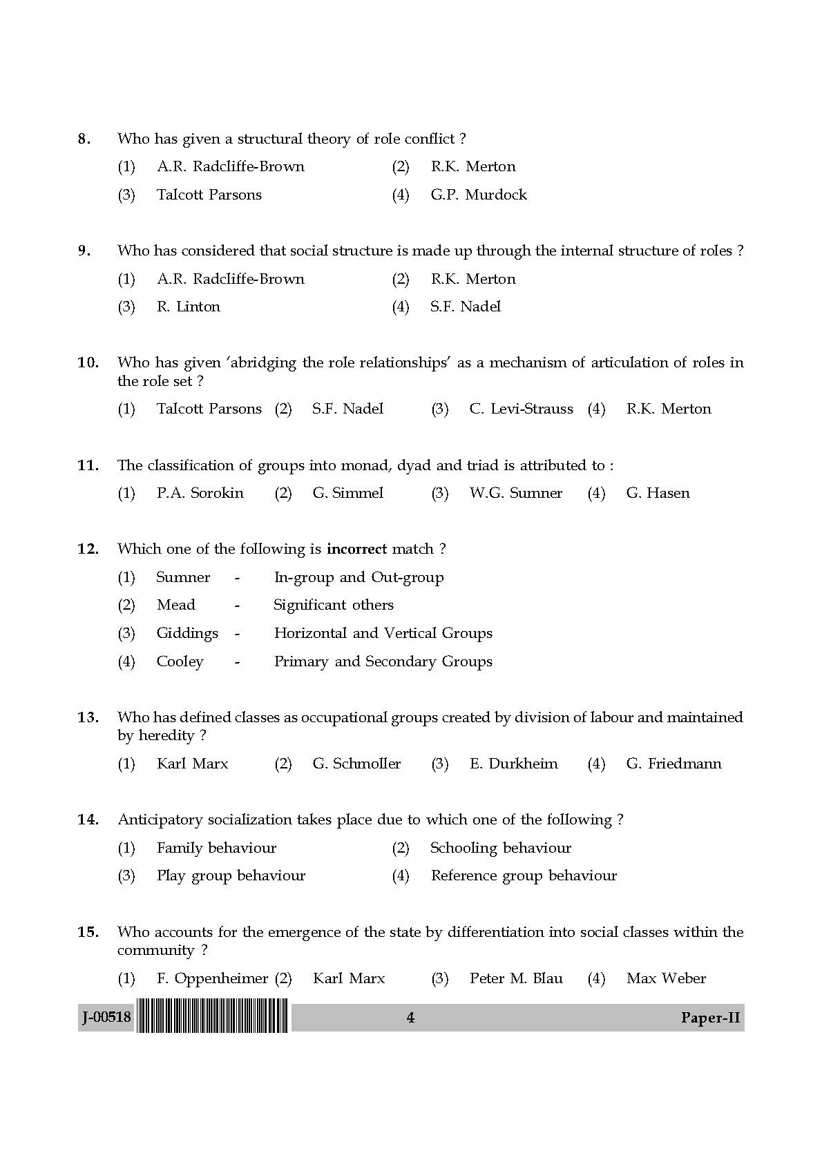 Sociology Question Paper II July 2018 in English 3