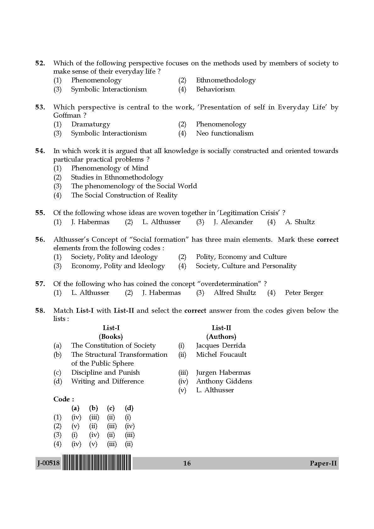 Sociology Question Paper II July 2018 in English 9