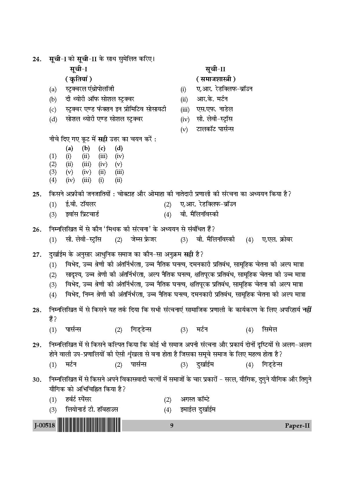 Sociology Question Paper II July 2018 in Hindi 4