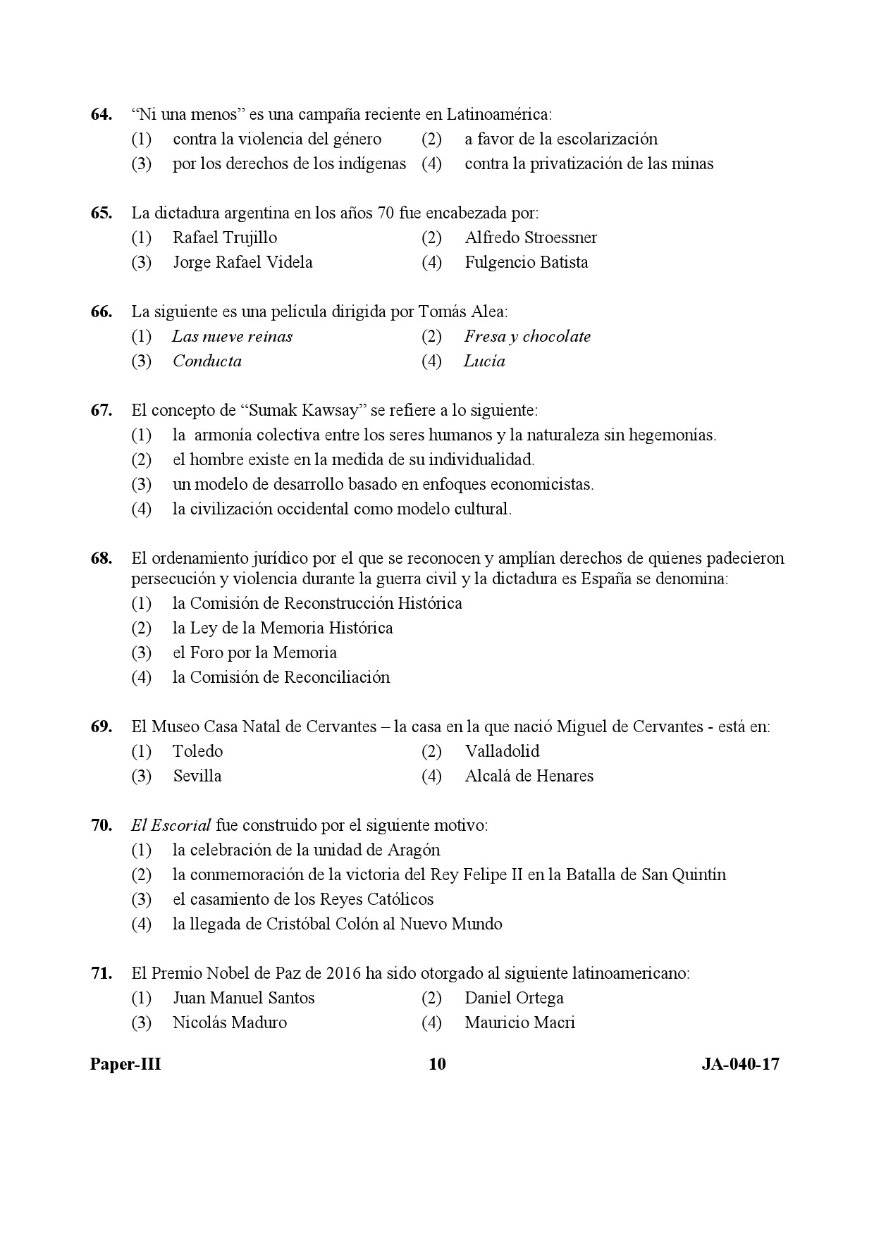 Spanish Question Paper III January 2017 10