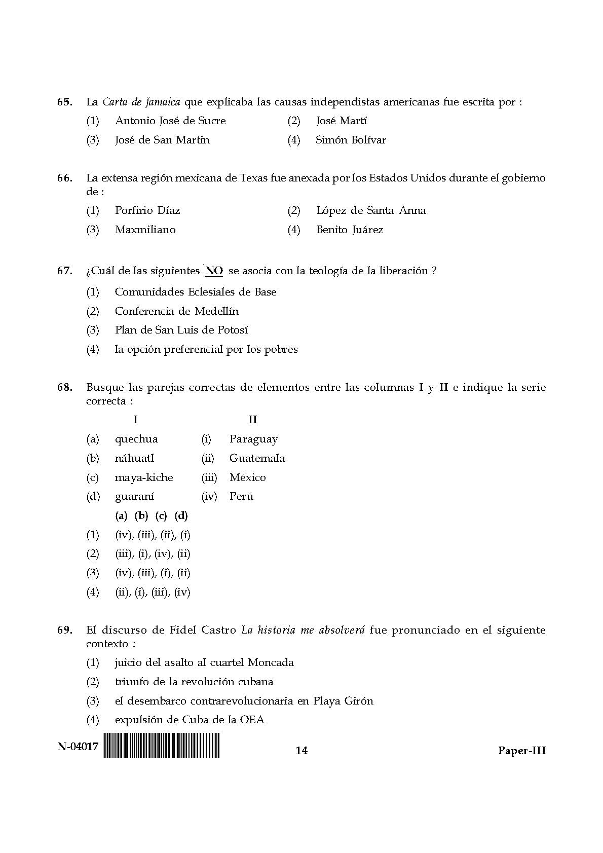 Spanish Question Paper III November 2017 14