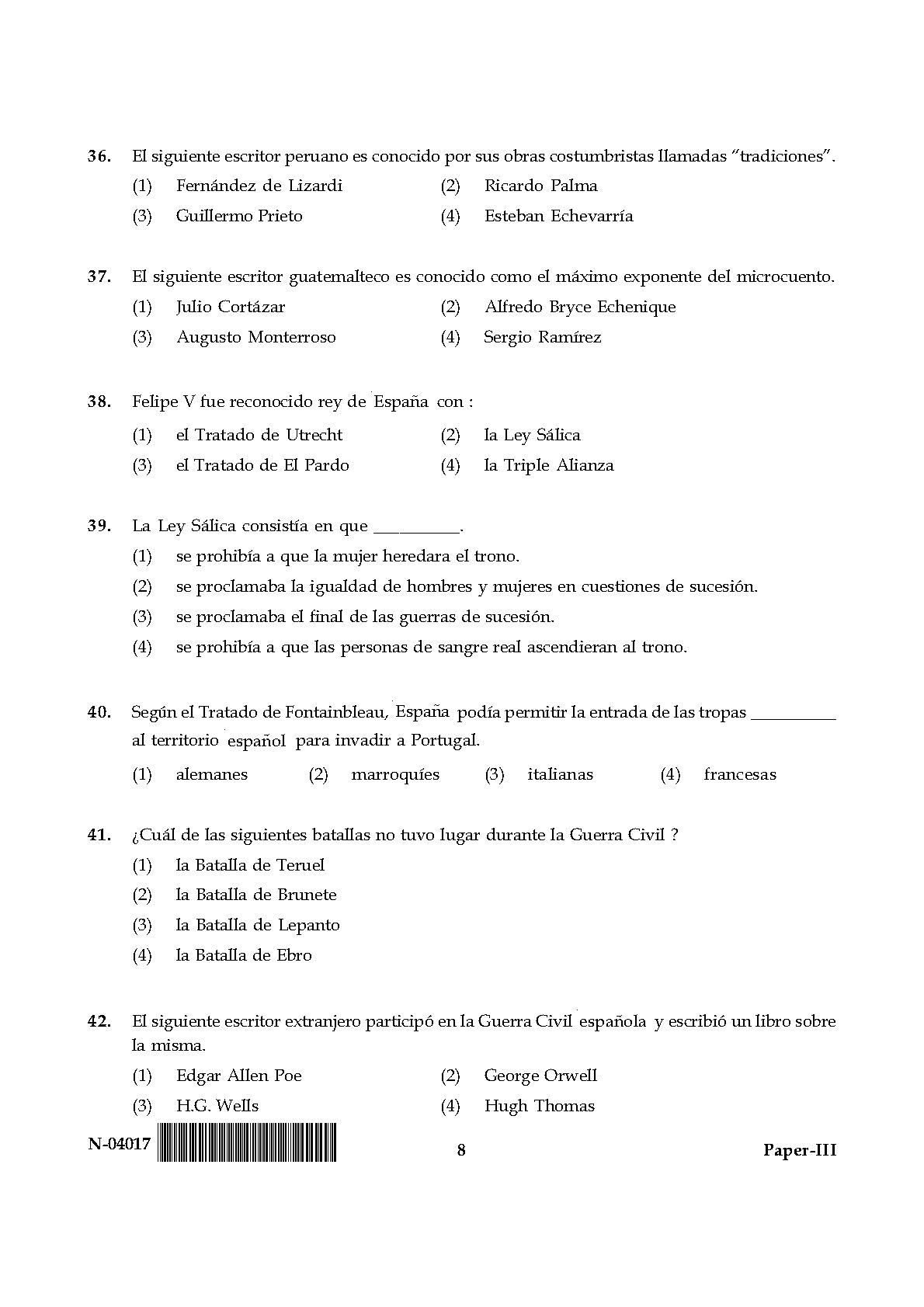 Spanish Question Paper III November 2017 8