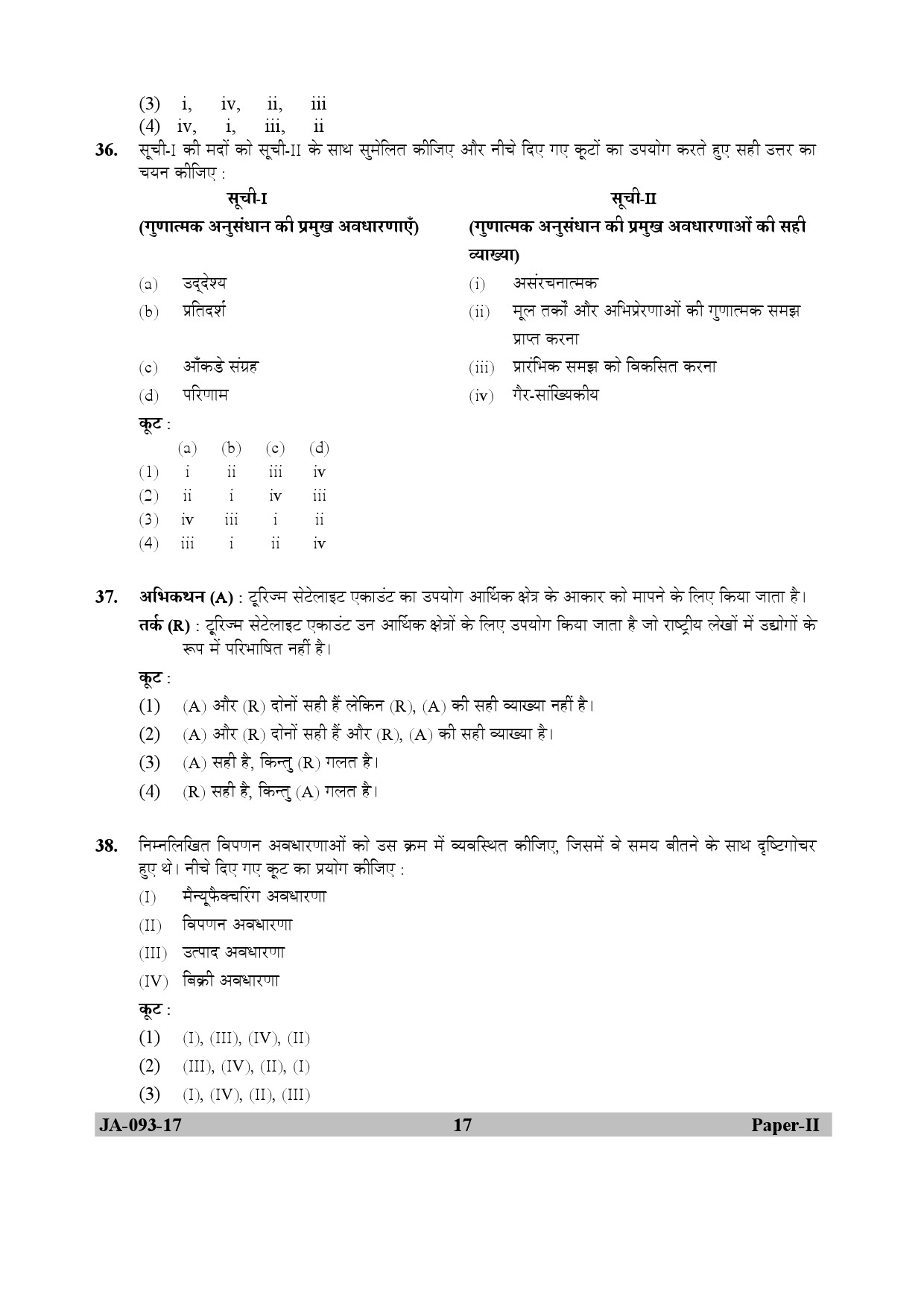 Tourism Administration And Management Paper II January 2017 in Hindi 8