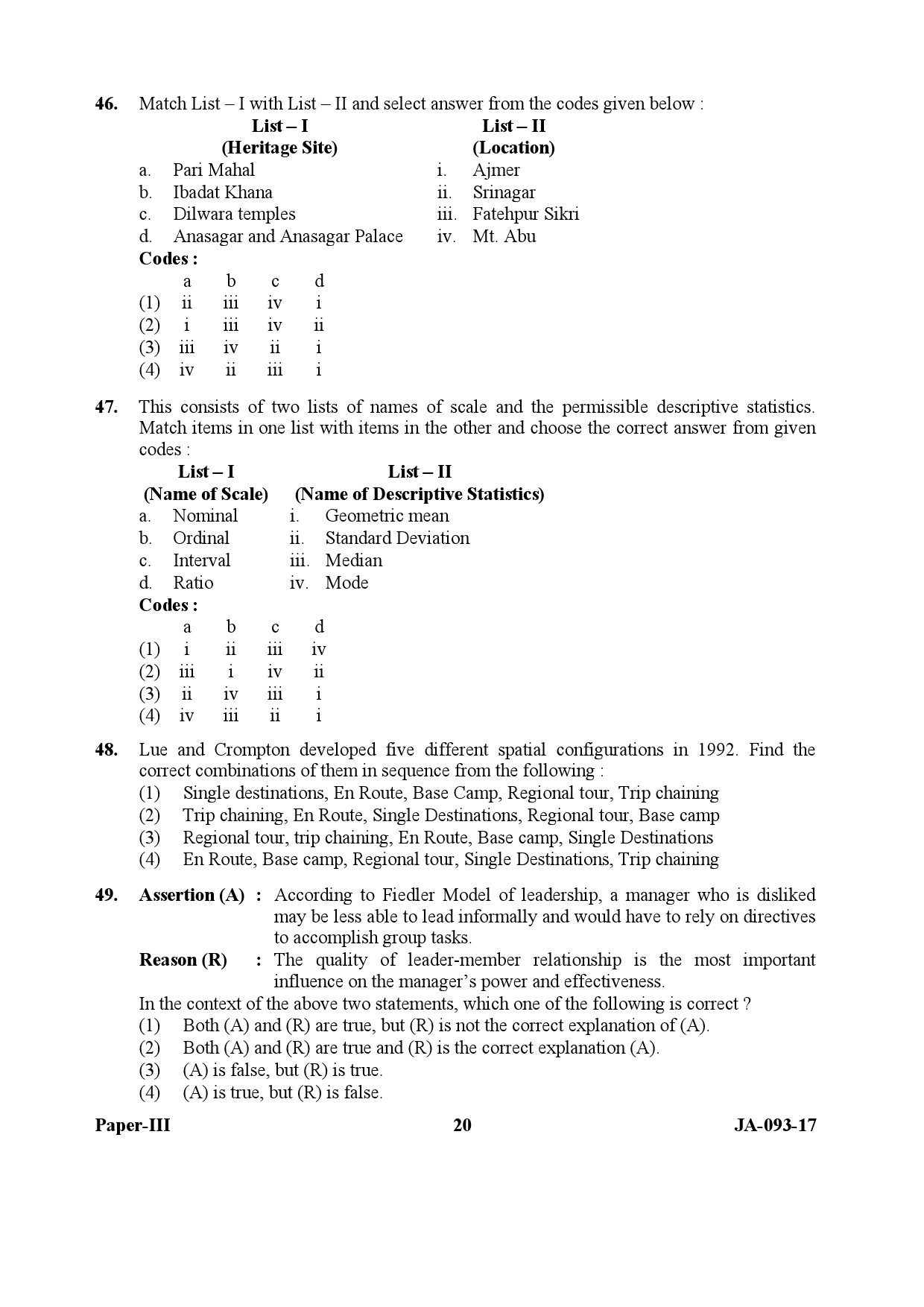 Tourism Administration And Management Paper III January 2017 in English 11