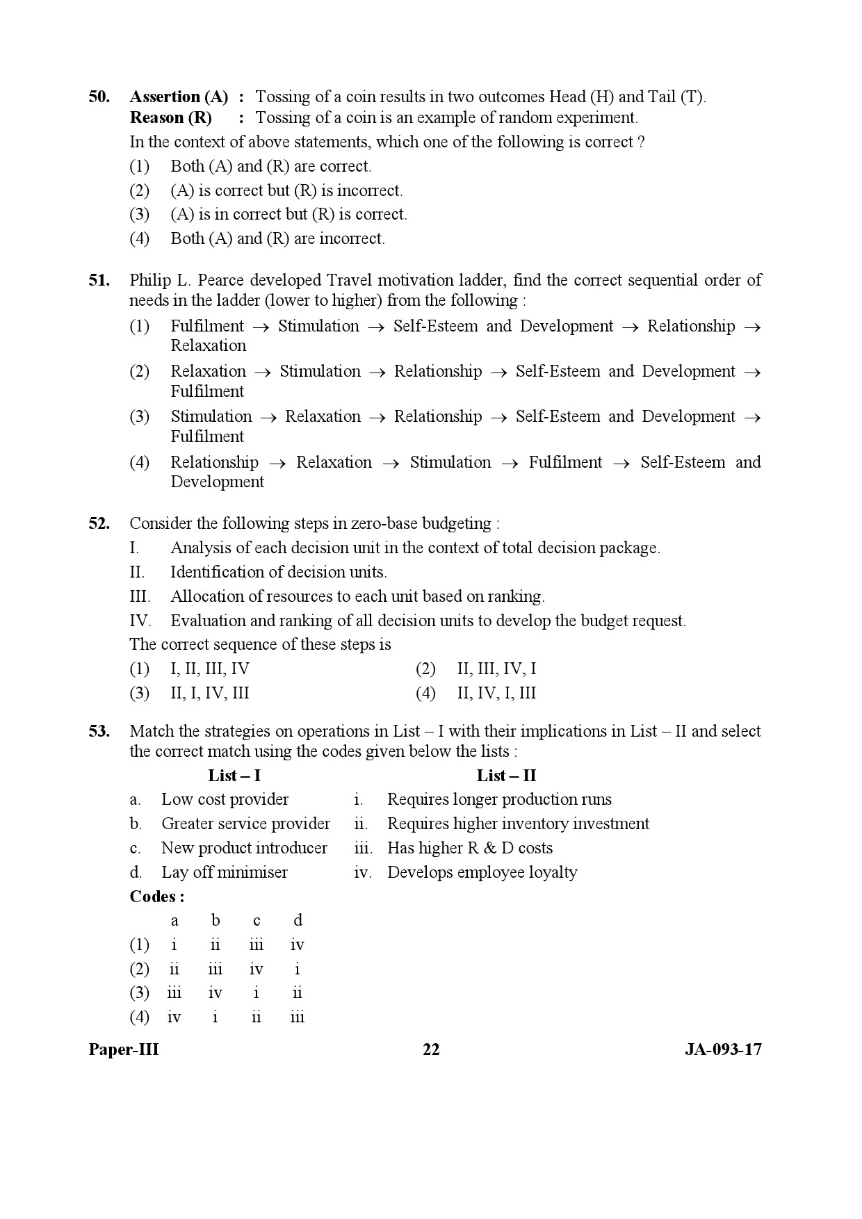 Tourism Administration And Management Paper III January 2017 in English 12