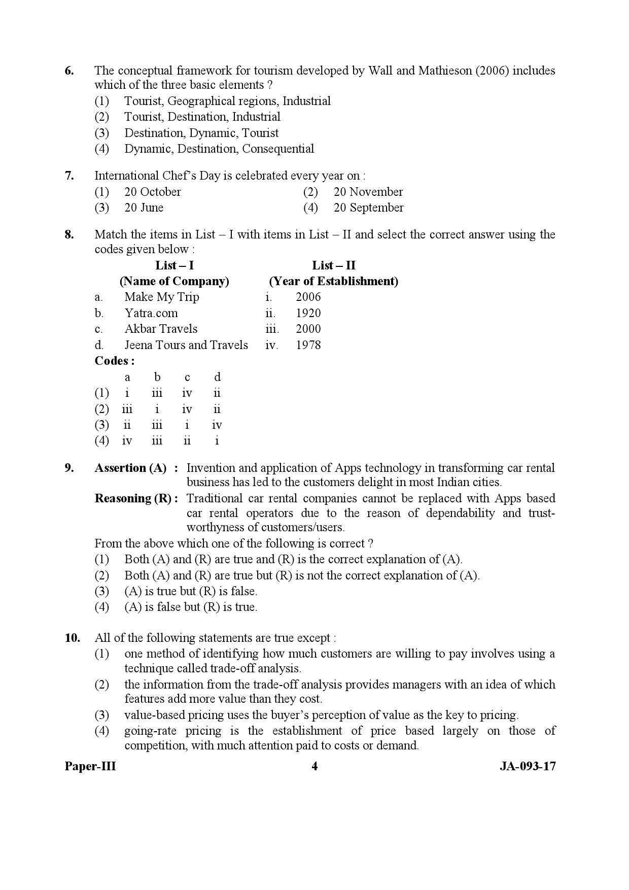 Tourism Administration And Management Paper III January 2017 in English 3