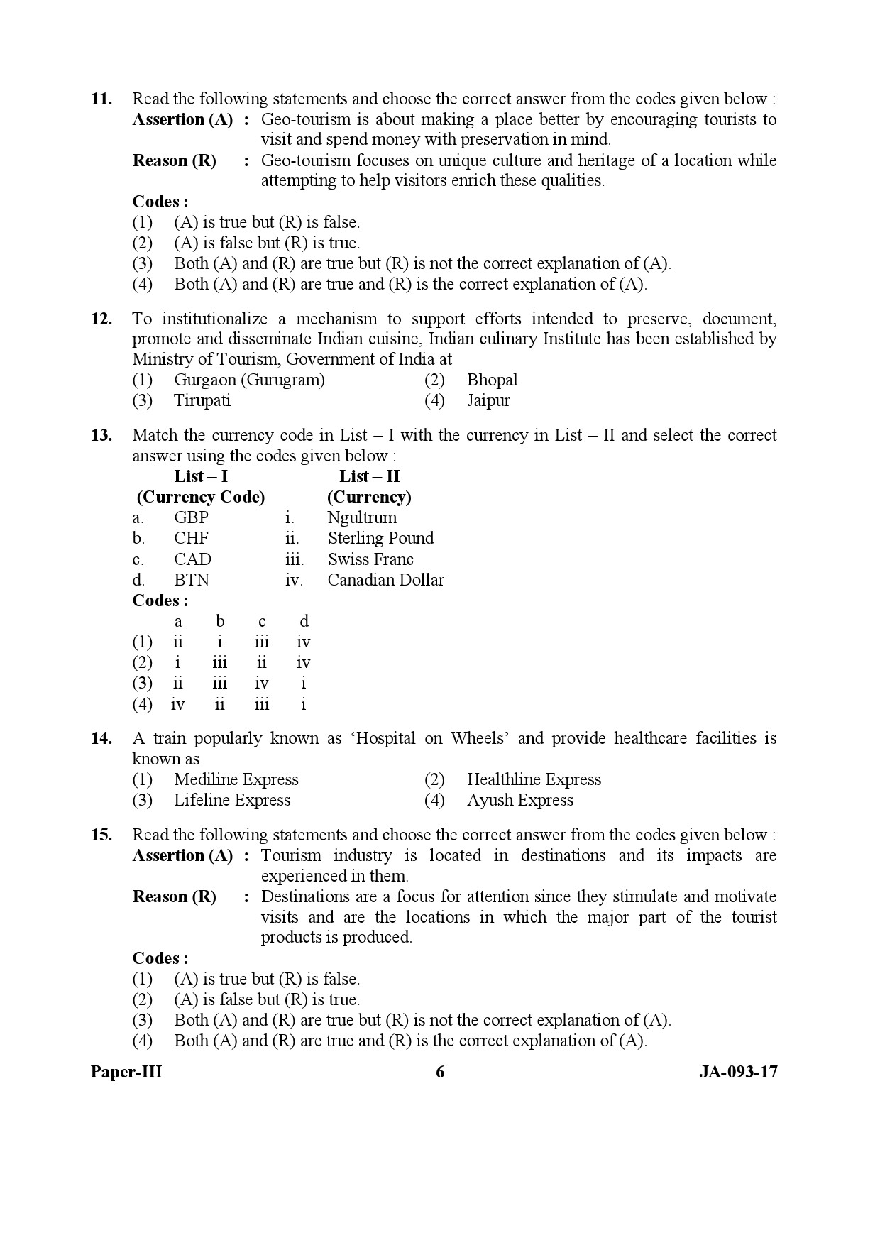 Tourism Administration And Management Paper III January 2017 in English 4