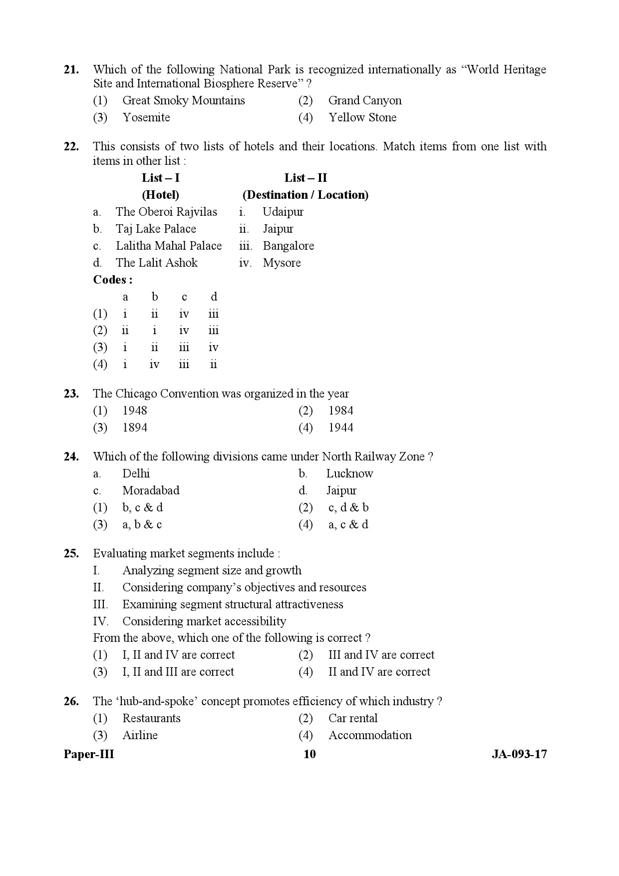 Tourism Administration And Management Paper III January 2017 in English 6