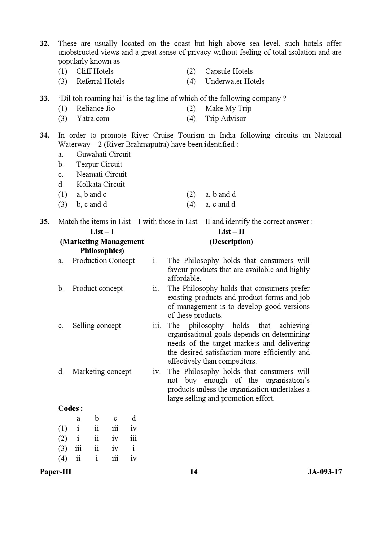 Tourism Administration And Management Paper III January 2017 in English 8