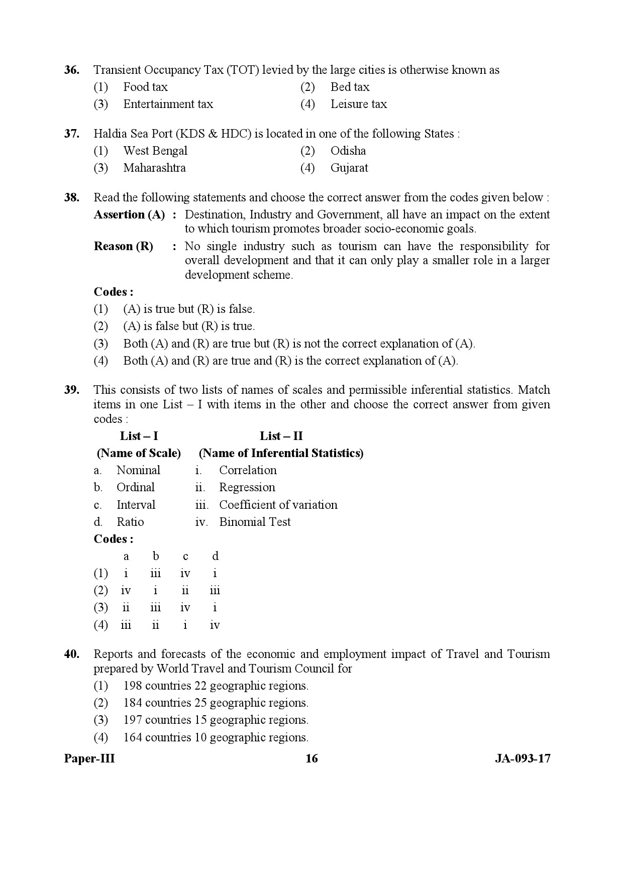 Tourism Administration And Management Paper III January 2017 in English 9