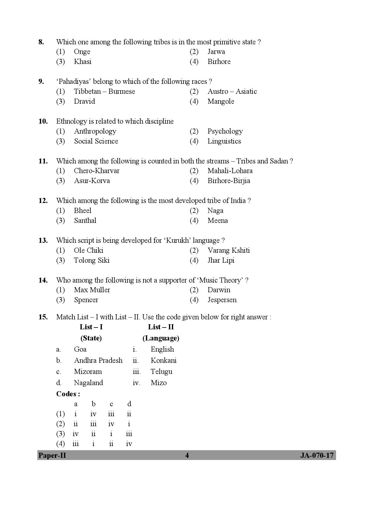 Tribal And Regional Language Literature Paper II January 2017 in English 3