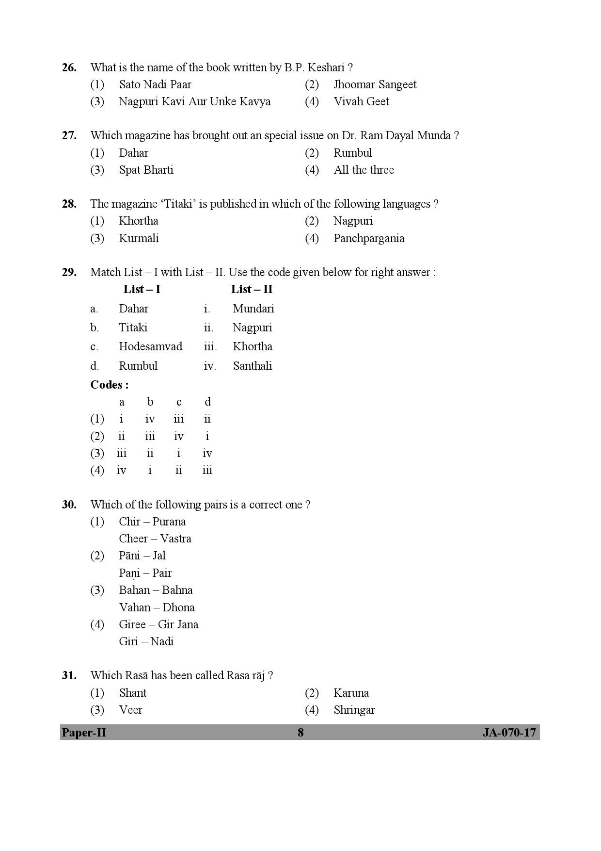 Tribal And Regional Language Literature Paper II January 2017 in English 5