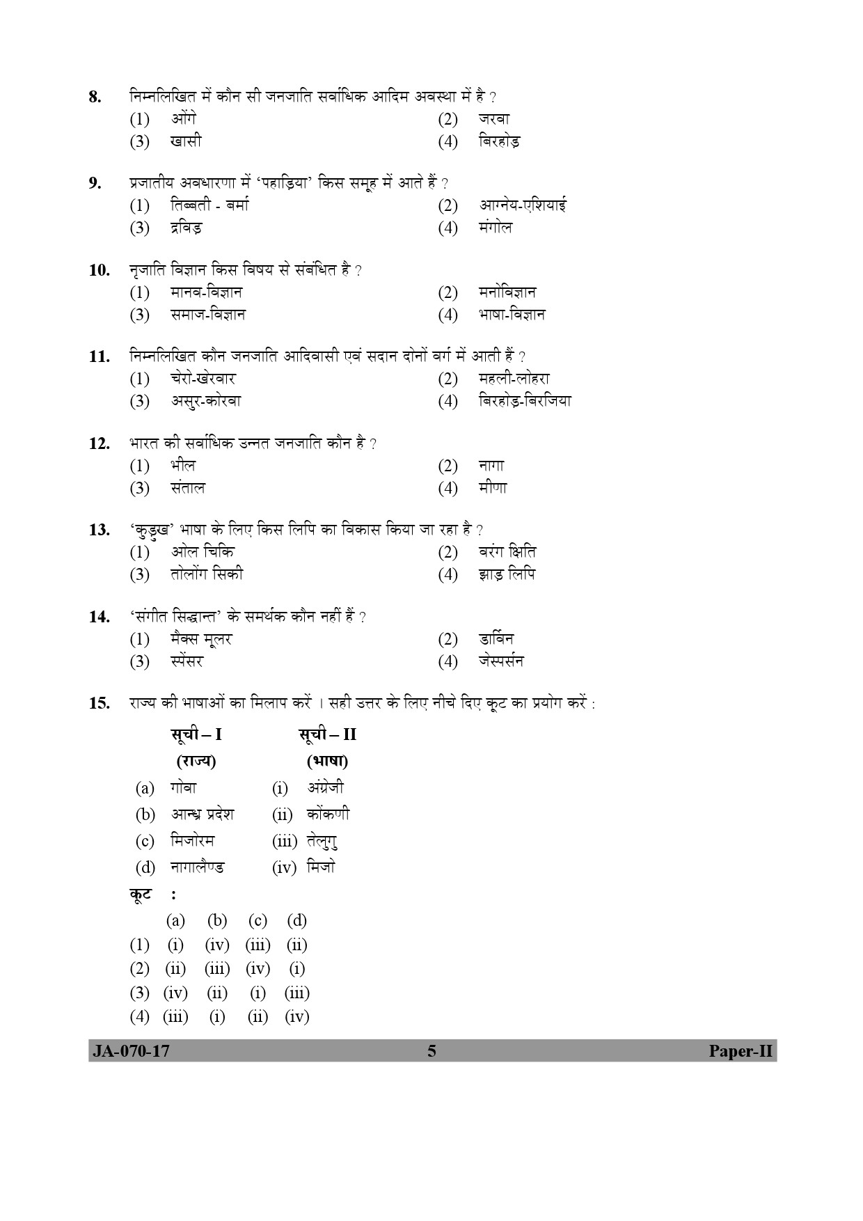 Tribal And Regional Language Literature Paper II January 2017 in Hindi 2