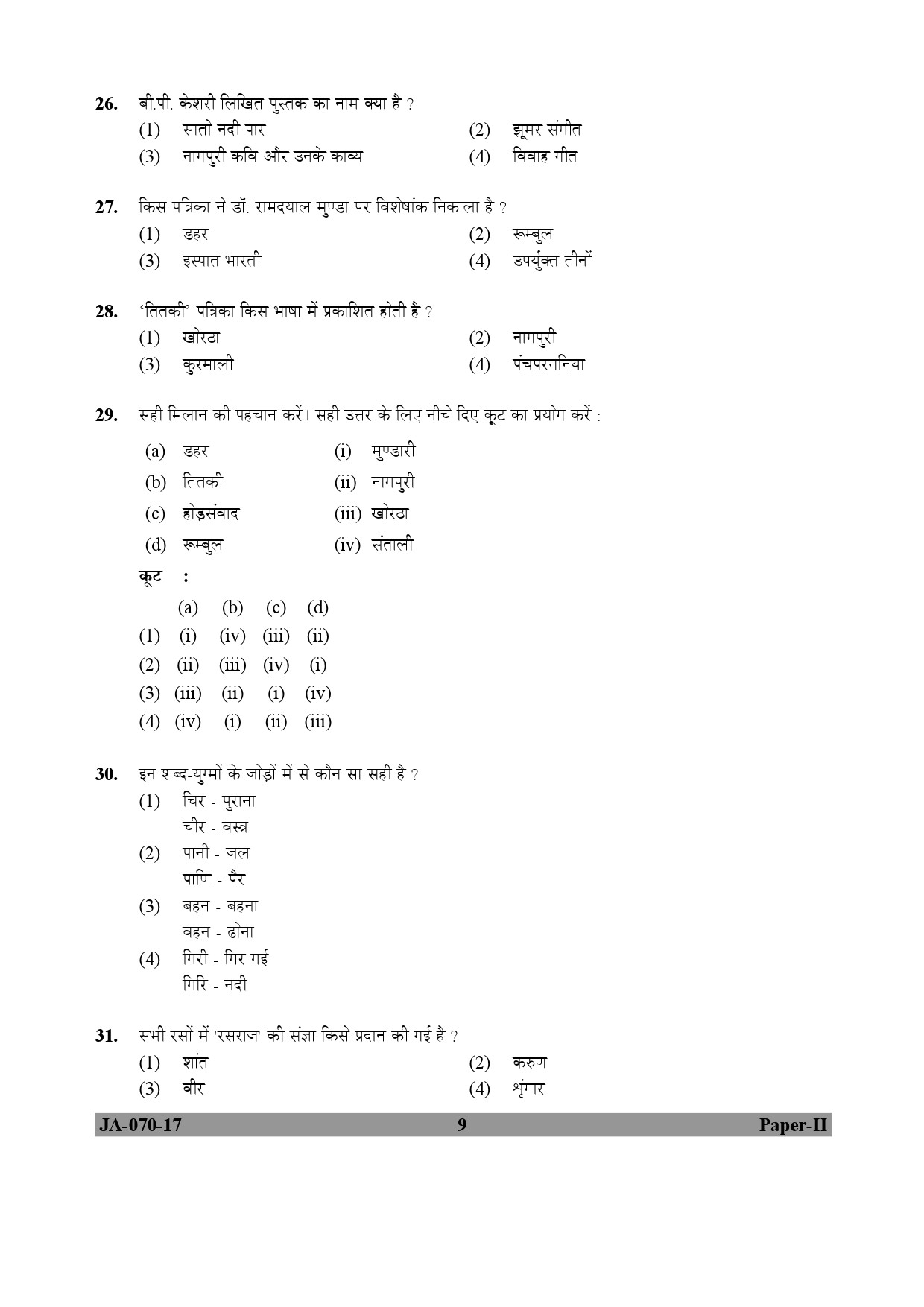 Tribal And Regional Language Literature Paper II January 2017 in Hindi 4