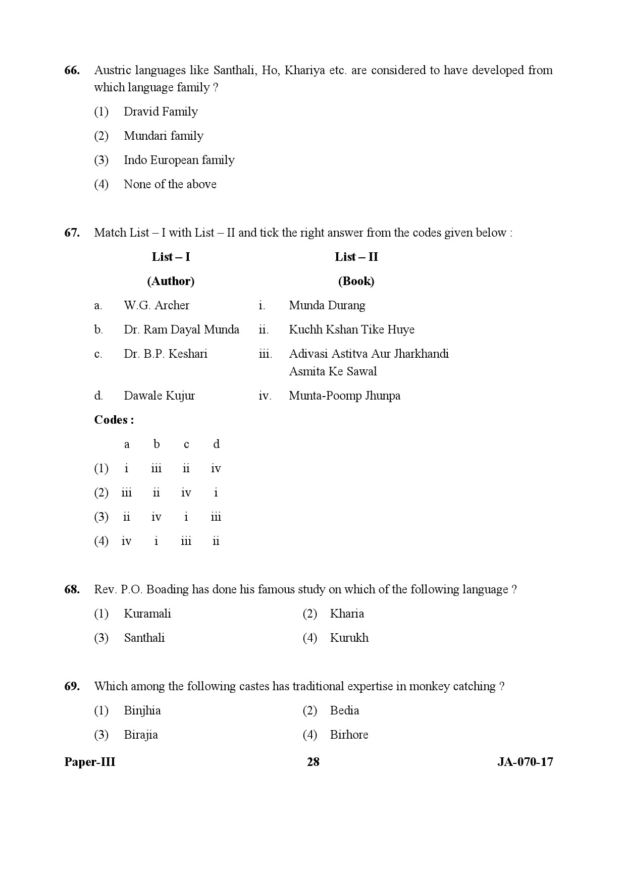 Tribal And Regional Language Literature Paper III January 2017 in English 15