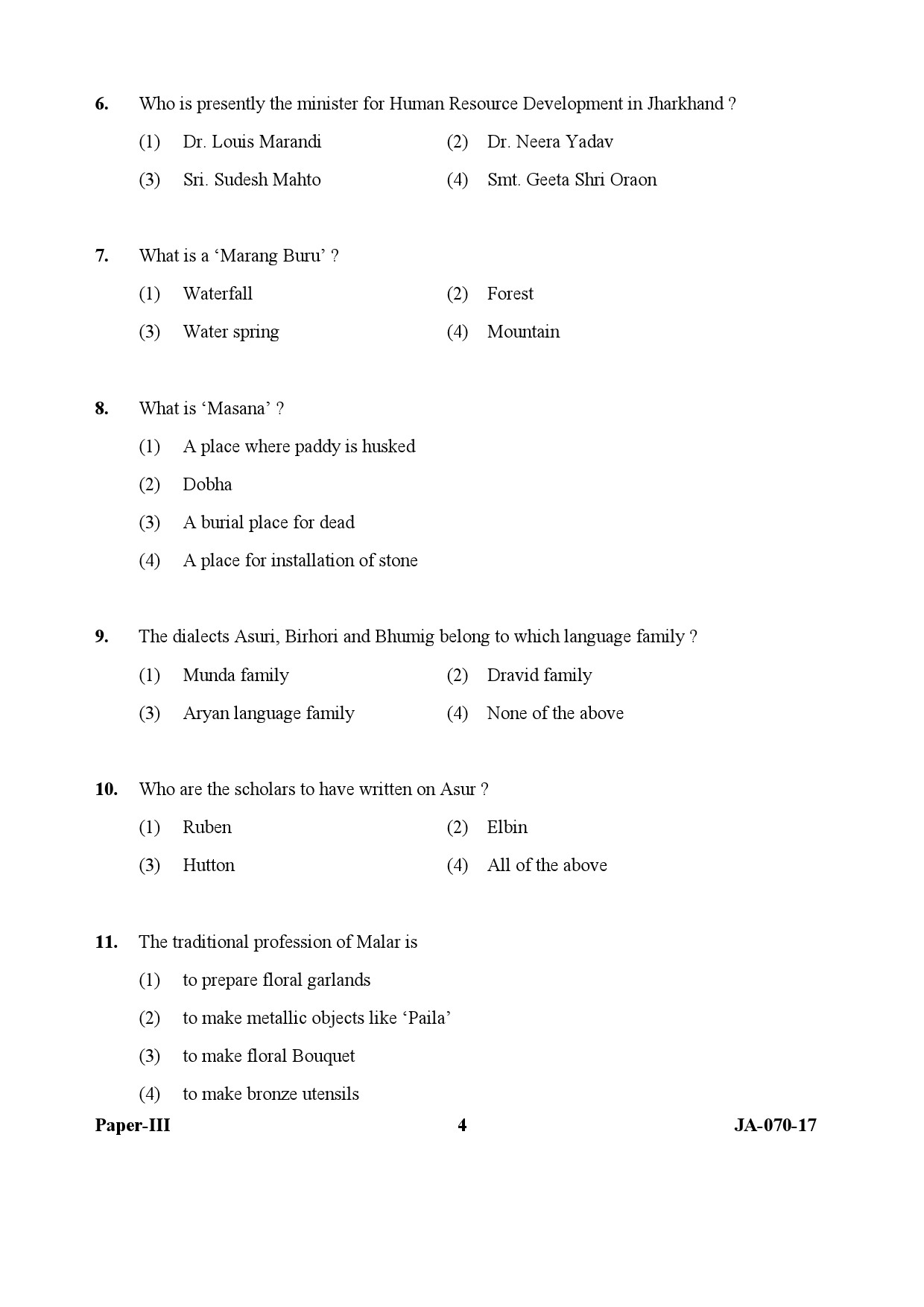 Tribal And Regional Language Literature Paper III January 2017 in English 3