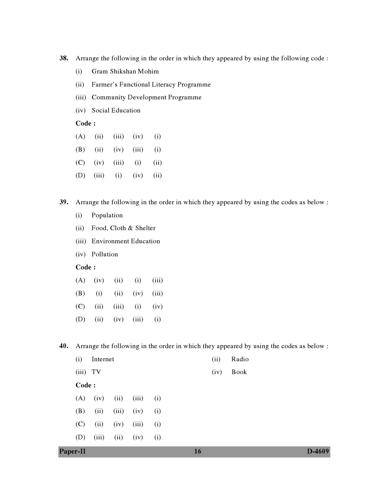 UGC NET Adult Education Question Paper II 2009 16