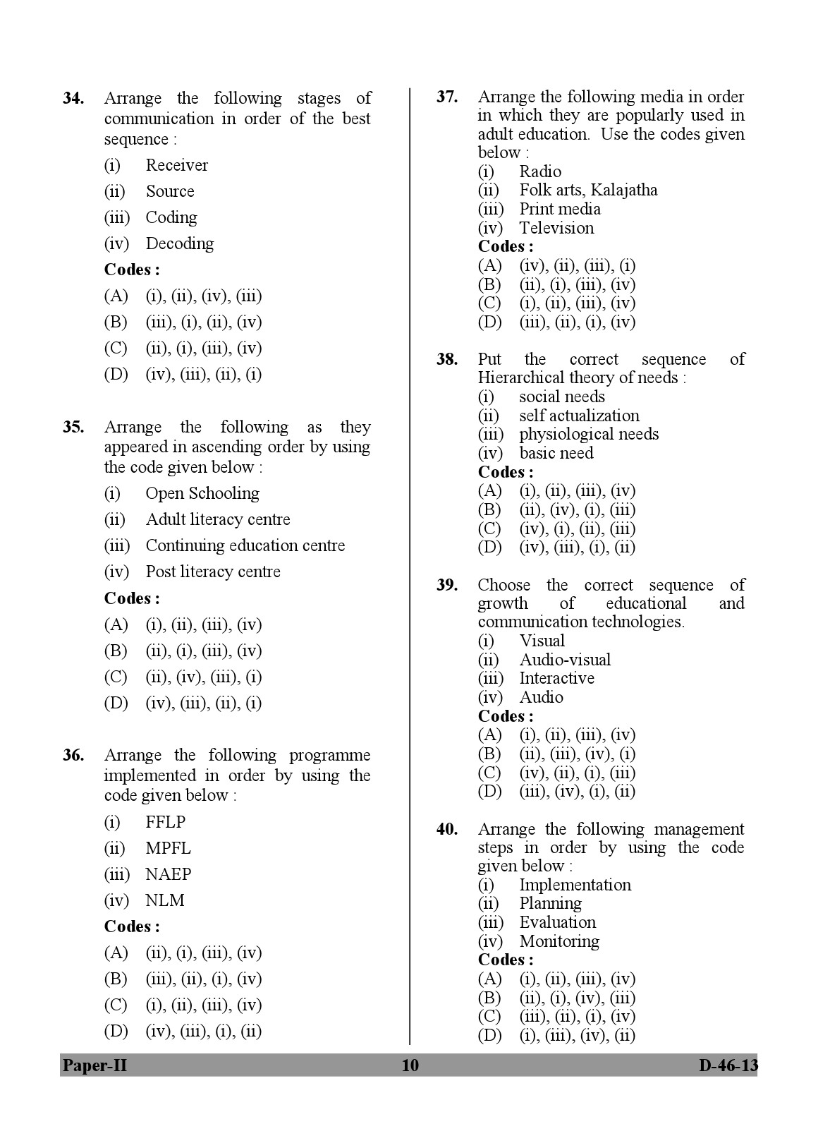 UGC NET Adult Education Question Paper II December 2013 10