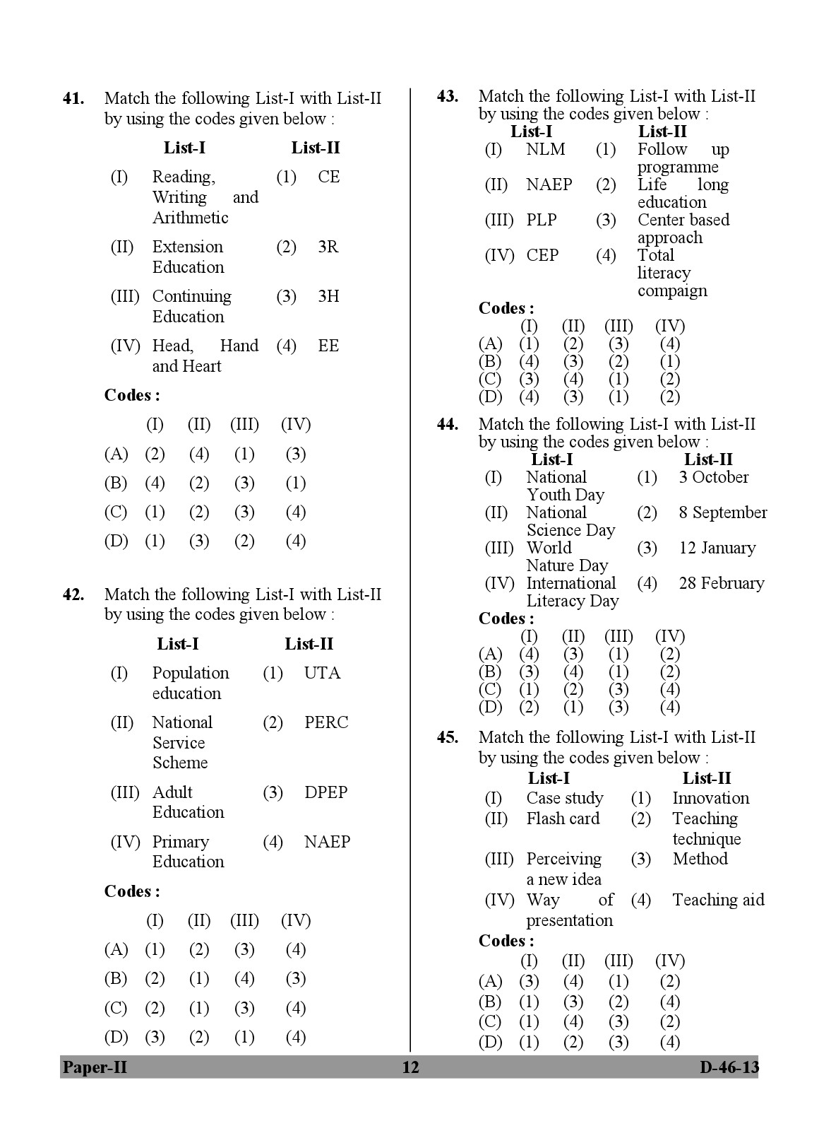 UGC NET Adult Education Question Paper II December 2013 12