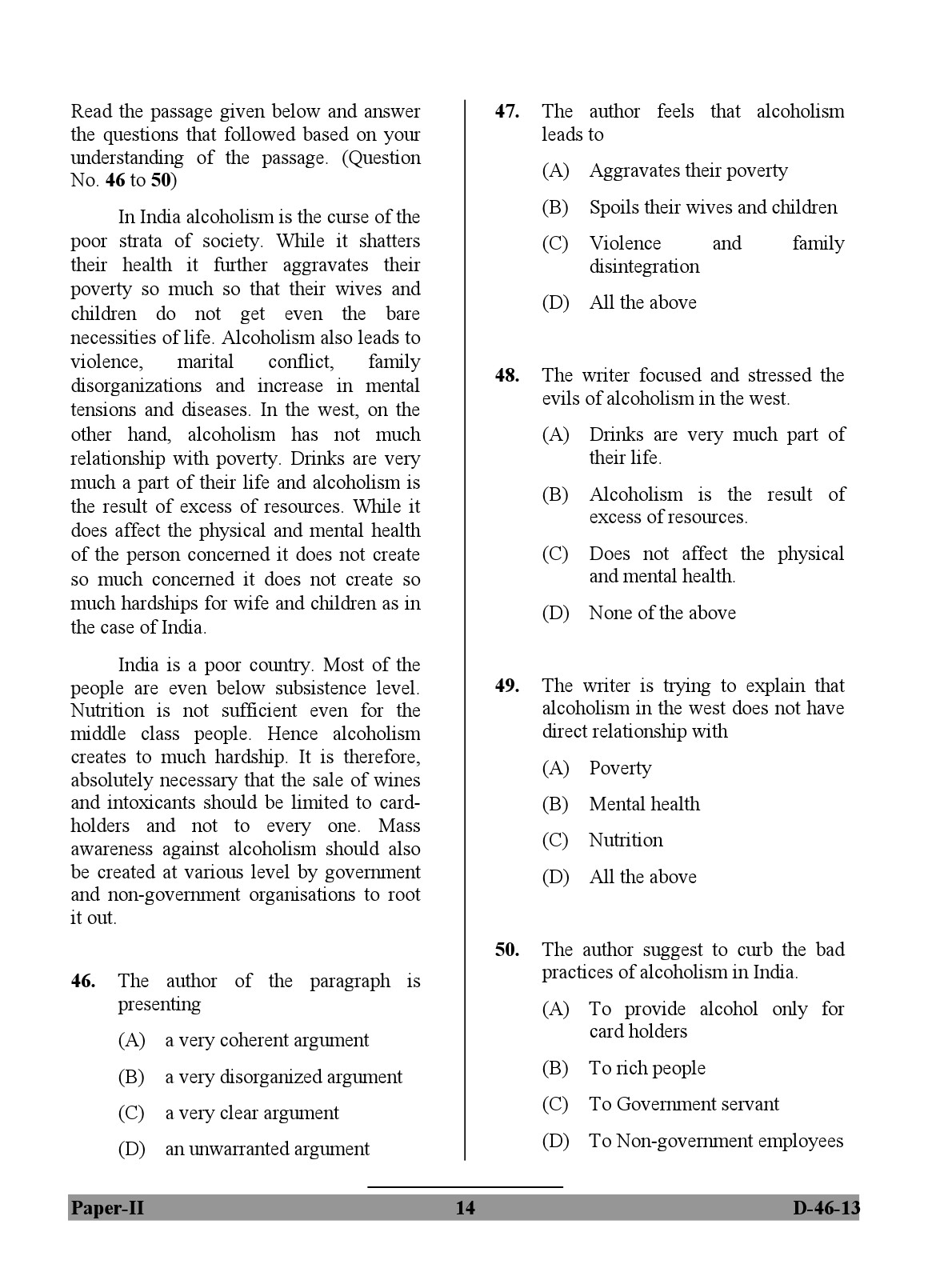 UGC NET Adult Education Question Paper II December 2013 14