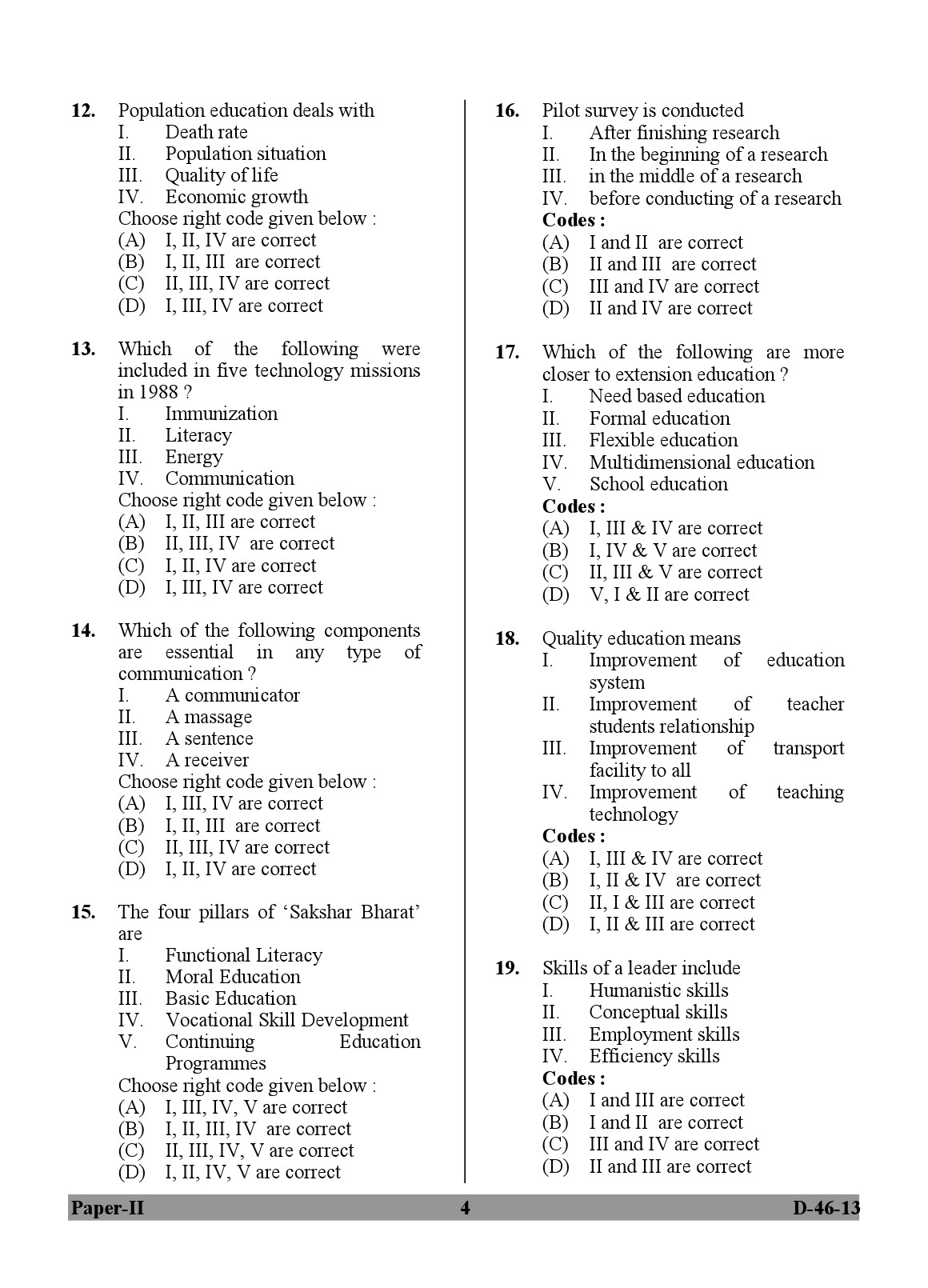 UGC NET Adult Education Question Paper II December 2013 4