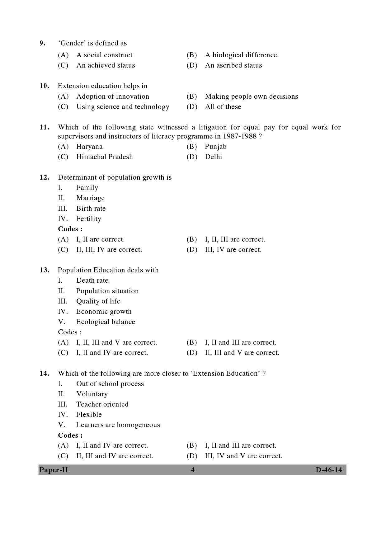 UGC NET Adult Education Question Paper II December 2014 4